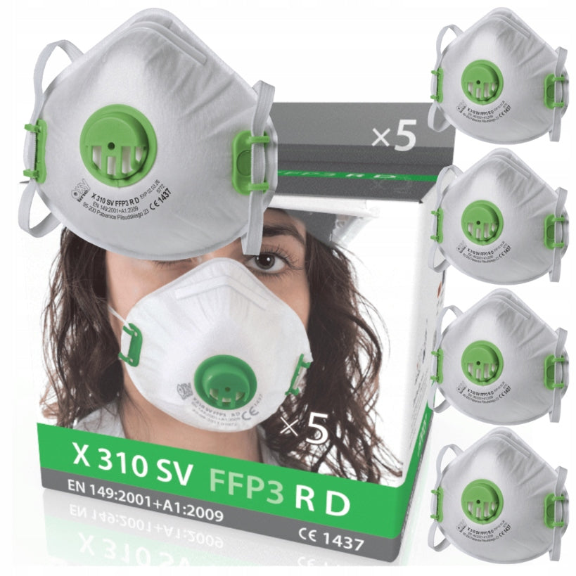 Dust mask p3 half mask with valve OXYLINE 5 pcs set