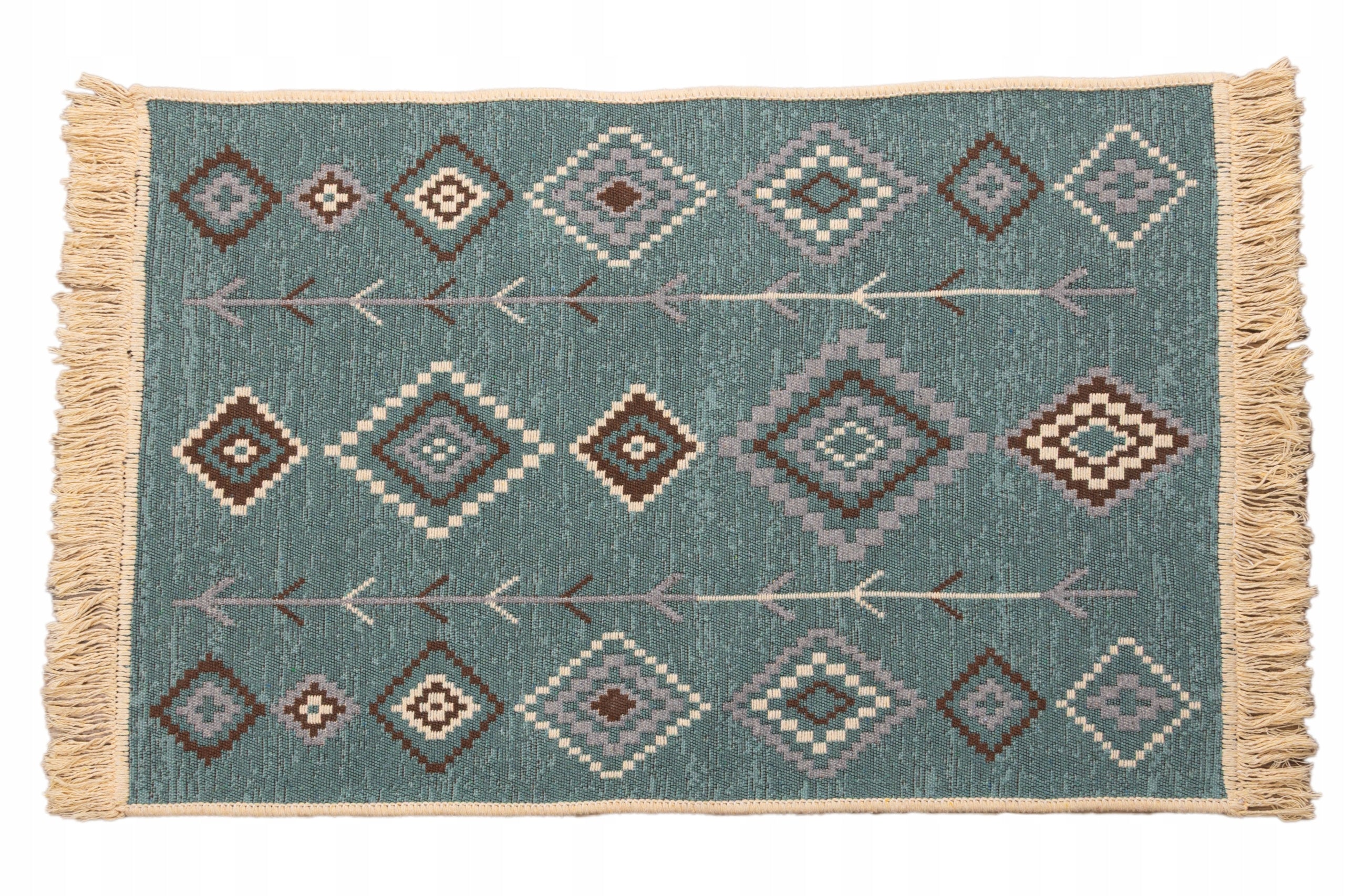 Dywan tkany płasko Green/Beige double-sided rug 80 x 150 cm Manufacturer code 504816 chodnik z frędzlami