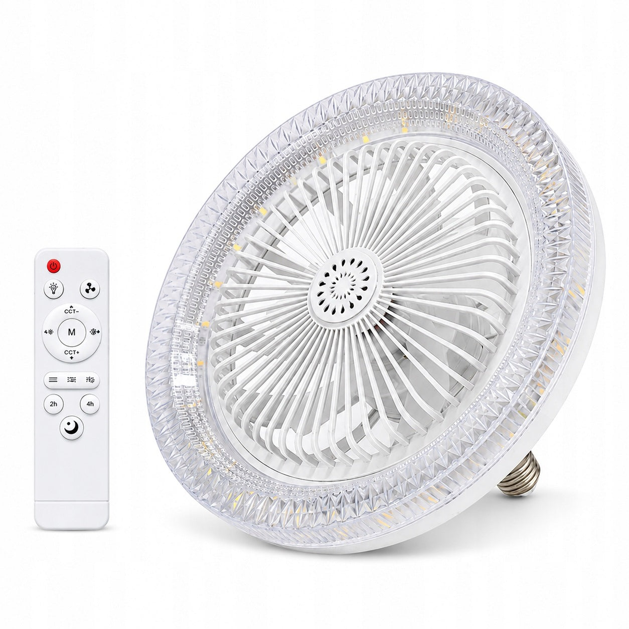 E27 LED Ceiling Fan Lamp with Remote Control, 3 Speeds, 3 Colors,