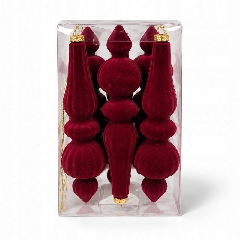 ECARLA Christmas balls 6pcs velour burgundy icicles BSN90