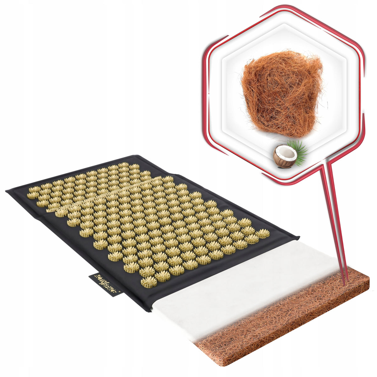 ECO ACUPRESSURE MAT WITH MASSAGE SPIKES TO STIMULATE CIRCULATION WITH PILLOW Manufacturer code 5904183609263