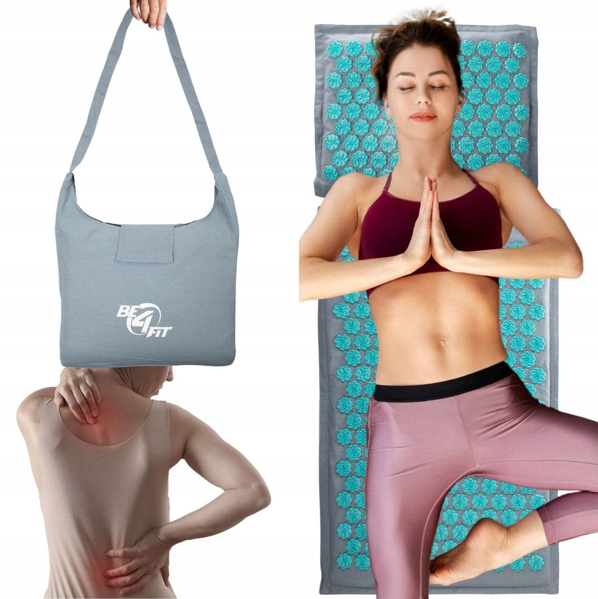 ECO ACUPRESSURE MAT WITH SPIKES + MASSAGE PILLOW STIMULATING RELAXATION Manufacturer code 5174