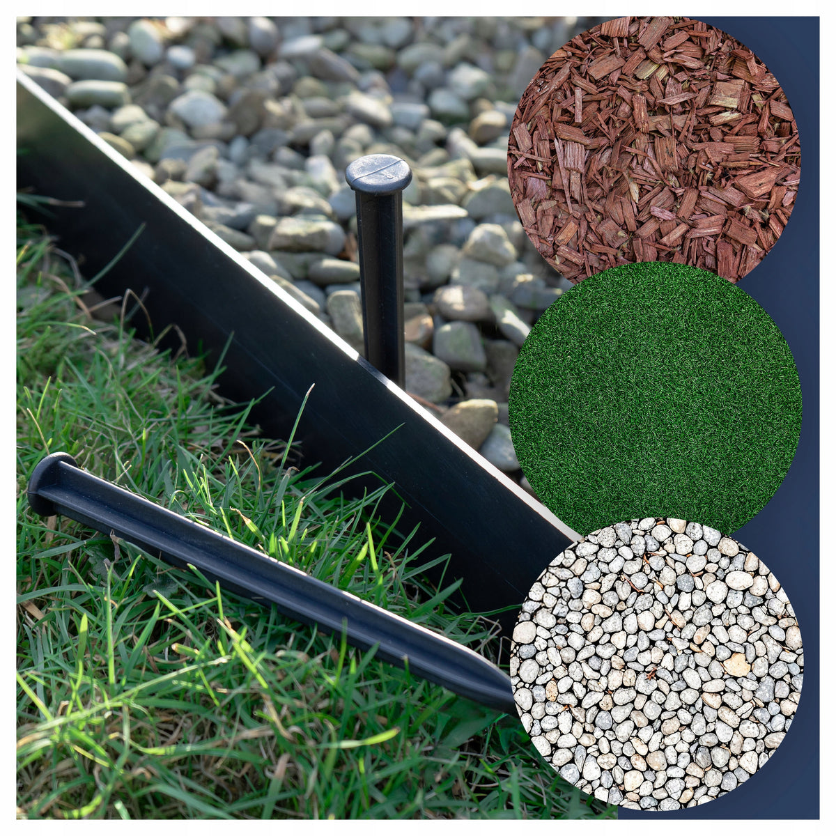 EDGING 4,5CM 24M + 100 LAWN ANCHORS GARDEN FLEXIBLE BLACK BORDER Manufacturer code Obrzeże ogrodowe 45cm metrówka 24 i 100