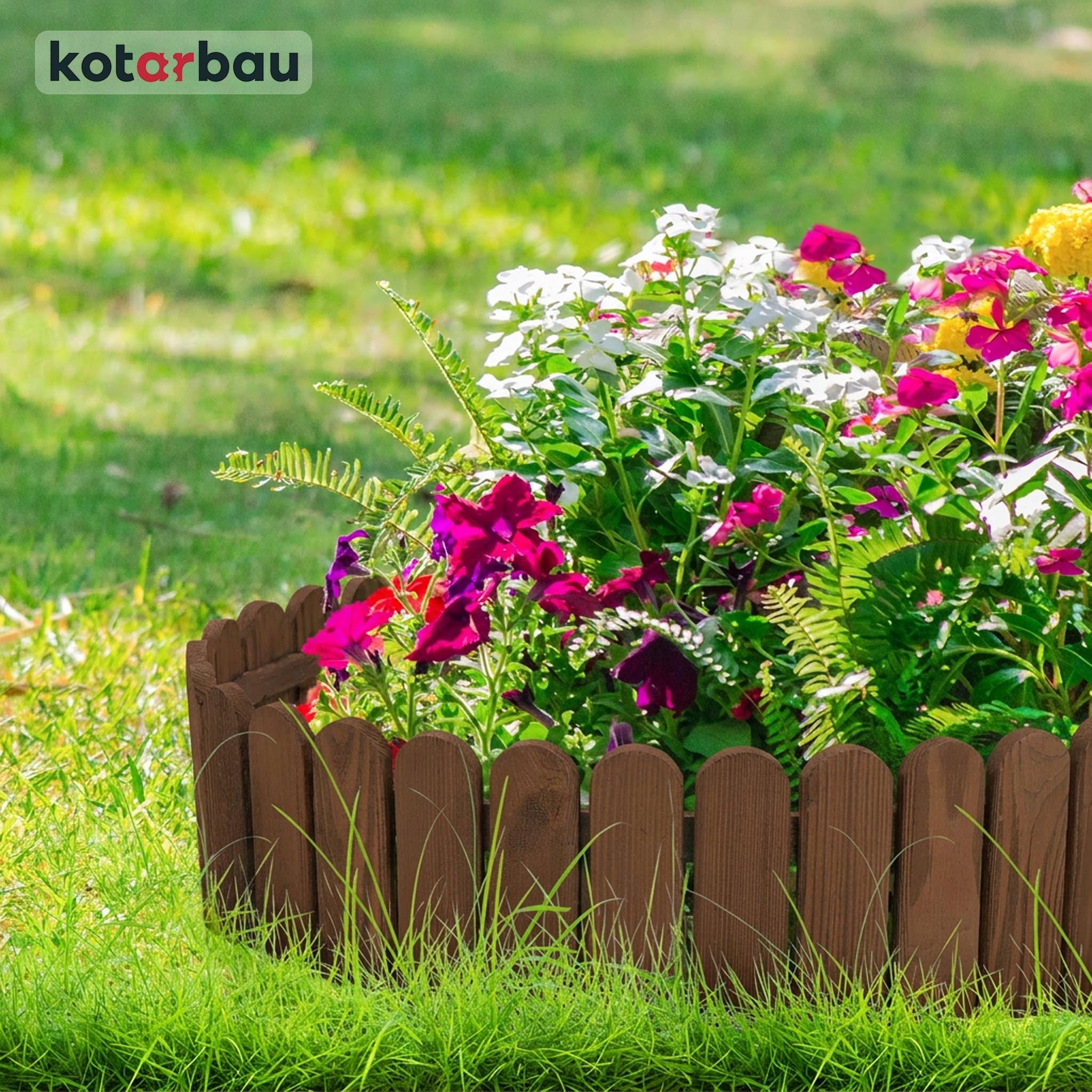 EDGING GARDEN PALISADE 200X10CM LAWN FENCE HAMMERED BROWN WOOD Manufacturer Kotarbau