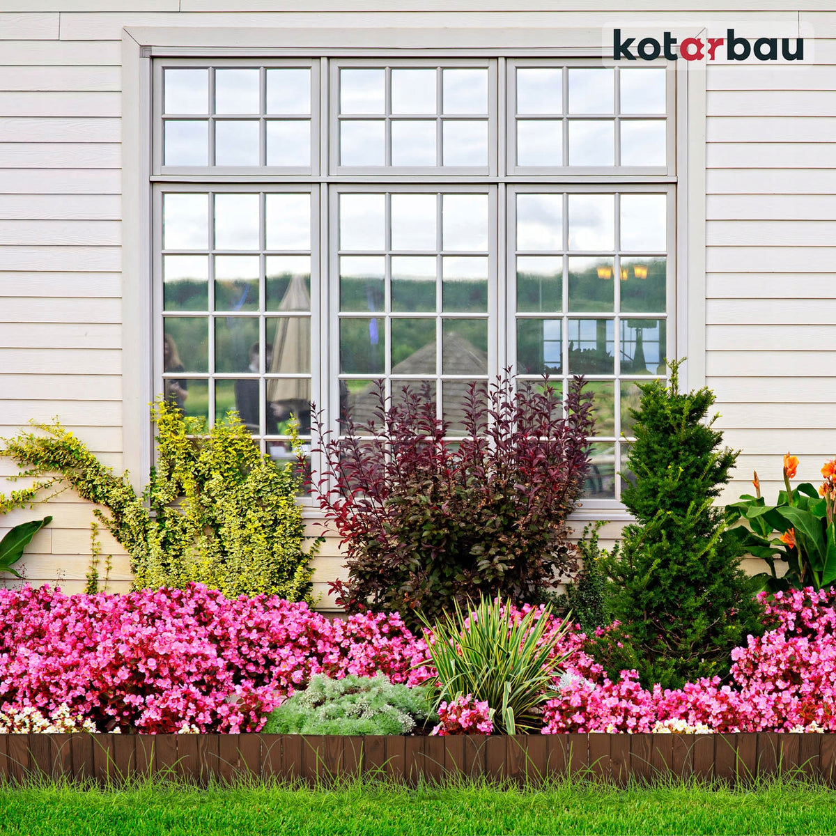 EDGING GARDEN PALISADE 200X30CM LAWN FENCE HAMMERED BROWN WOOD Manufacturer Kotarbau