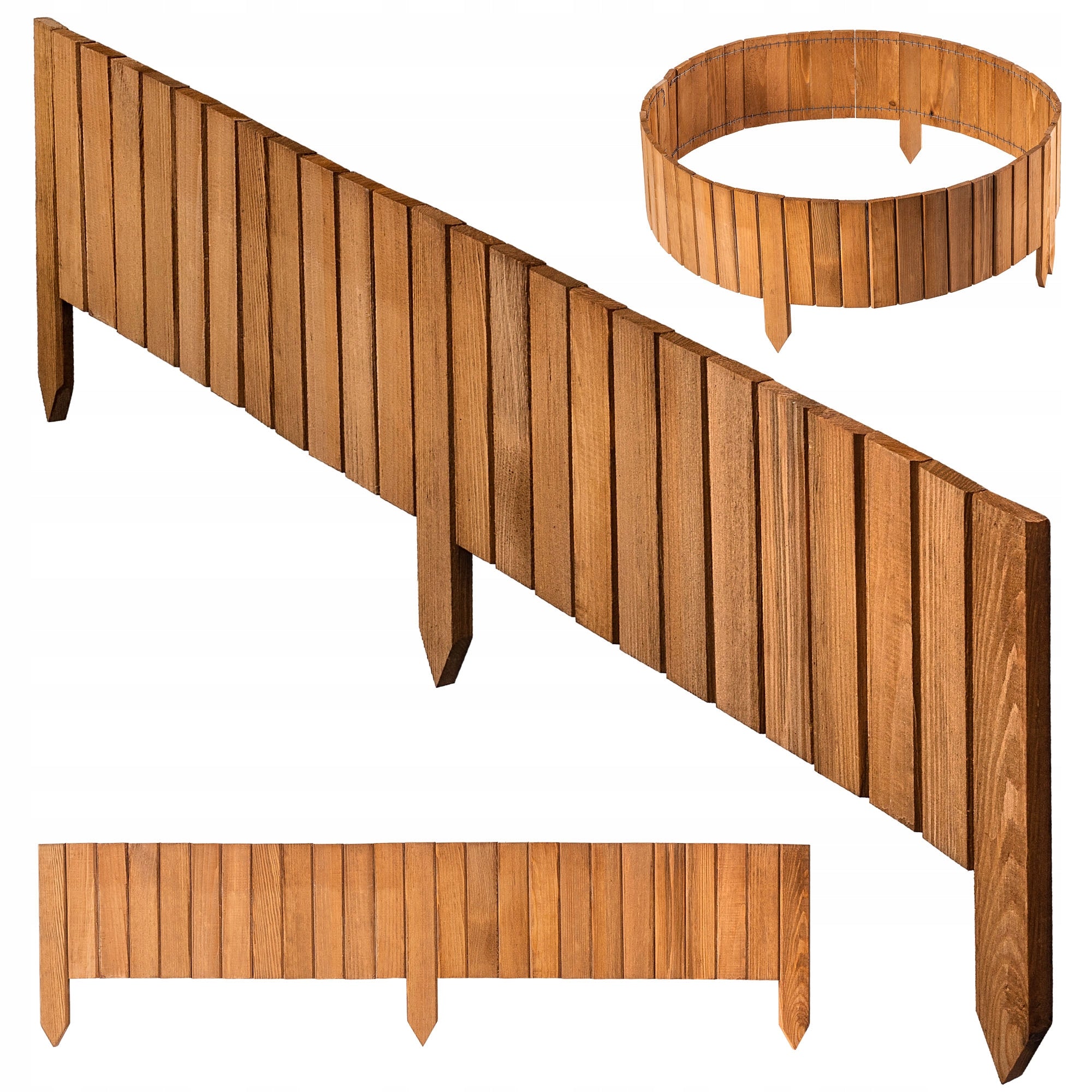 EDGING GARDEN PALISADE 20x116 WOODEN FENCE LAWN HAMMERED OAK Packaging status original