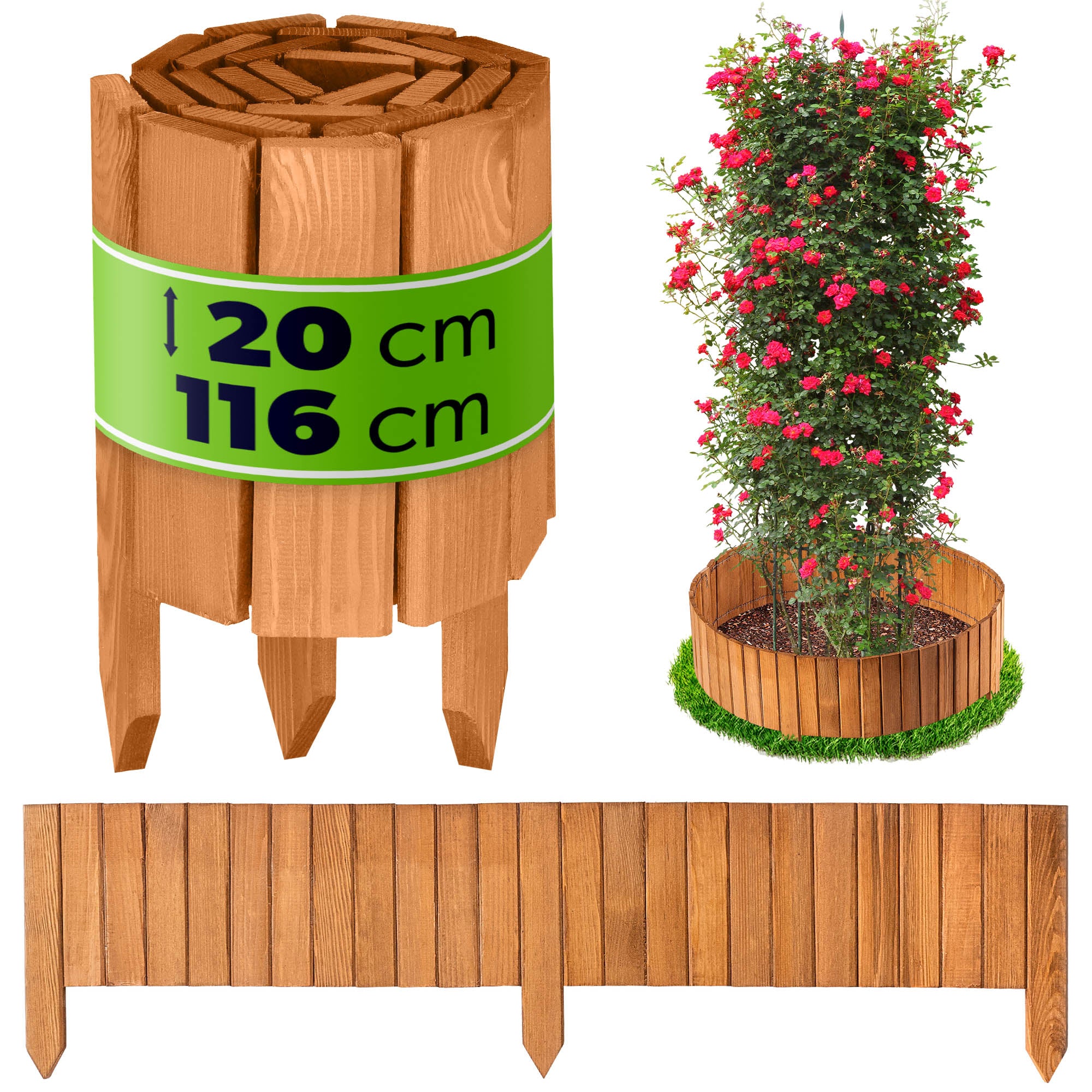 EDGING GARDEN PALISADE 20x116 WOODEN FENCE LAWN HAMMERED OAK