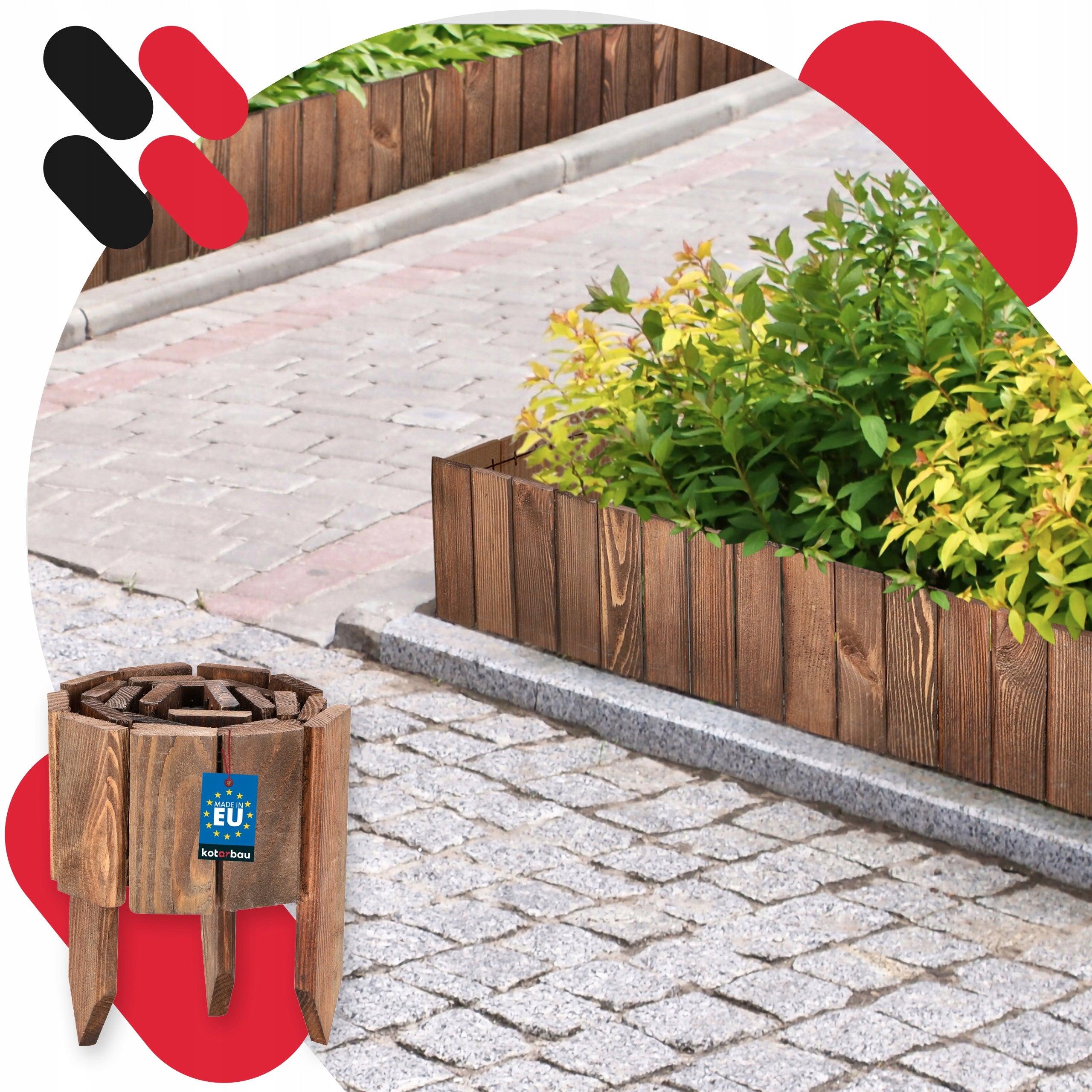 EDGING GARDEN PALISADE FENCE WOODEN LAWN HAMMERED BROWN 10X110 Manufacturer Kotarbau