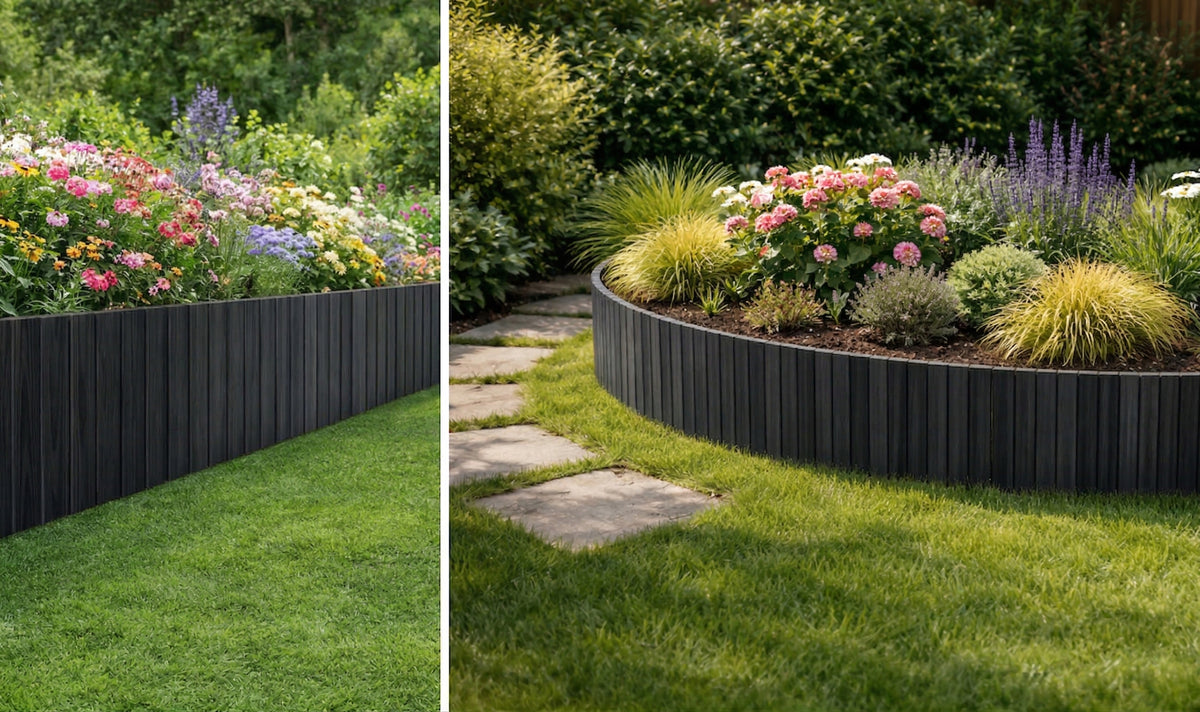 EDGING PALISADE GARDEN FENCE WOODEN LAWN HAMMERED GRAPHITE 40x114 Manufacturer Chill