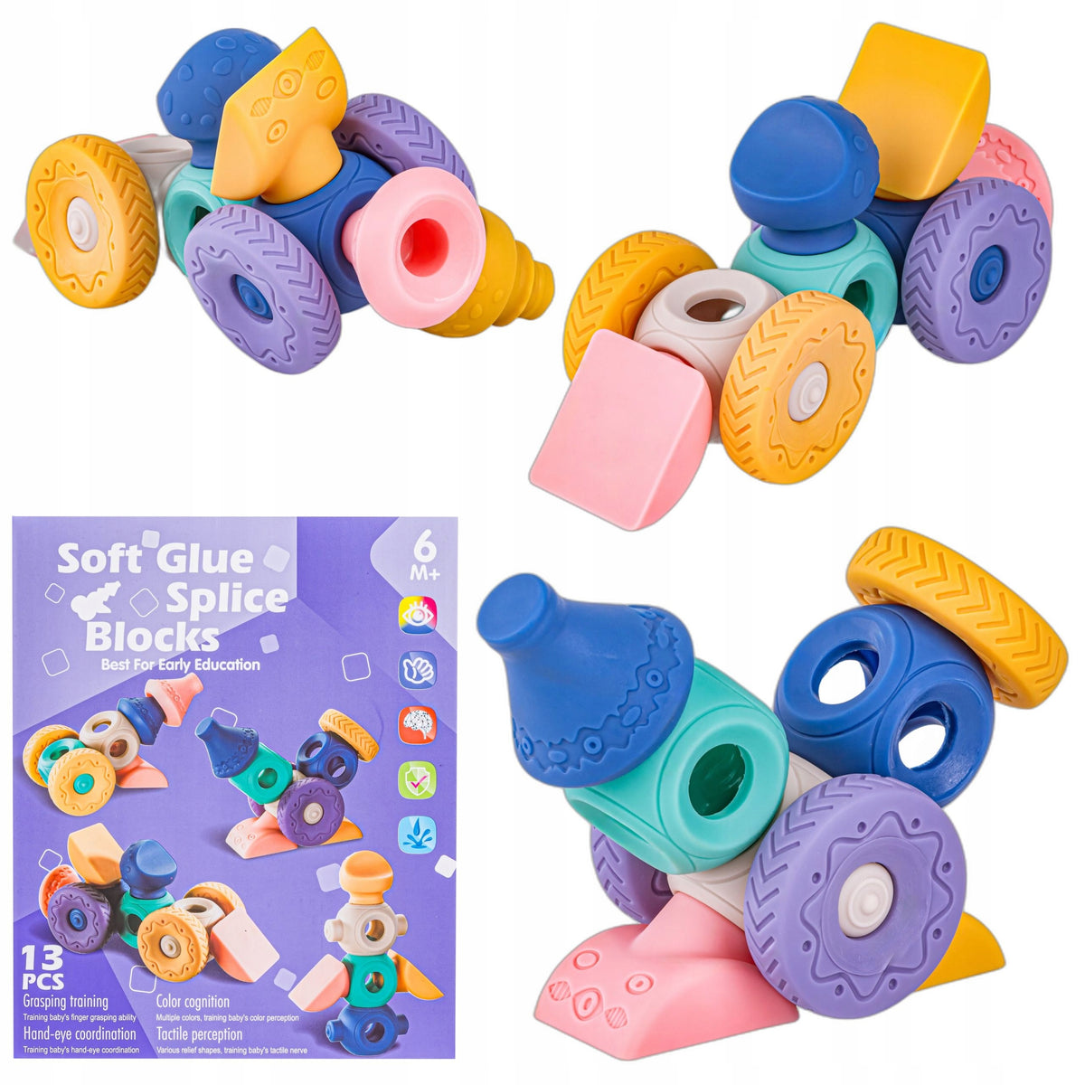 EDUCATIONAL Brick Set SENSORY TOY Soft BLOCKS Figures 13 pcs