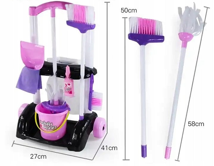 EDUCATIONAL CLEANING KIT TROLLEY ACCESSORIES BROOM DUSTPAN FOR CHILDREN Manufacturer code HN139652