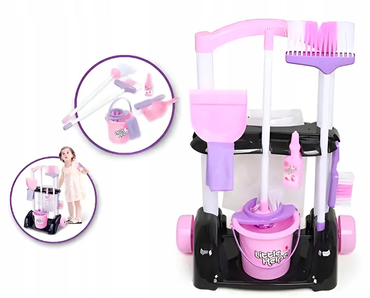 EDUCATIONAL CLEANING KIT TROLLEY ACCESSORIES BROOM DUSTPAN FOR CHILDREN Packaging status original