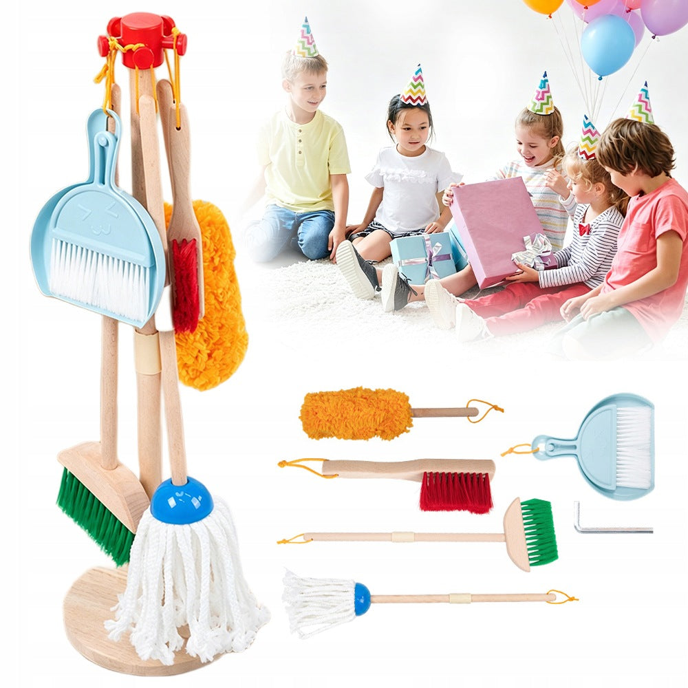 EDUCATIONAL CLEANING SET 6EL. WOOD FOR BOYS GIRLS 3-6 YEARS