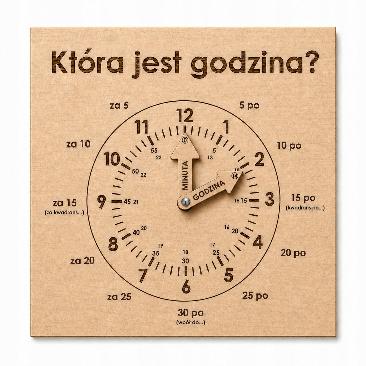 EDUCATIONAL CLOCK wooden for children TO LEARN HOURS AT HOME TO SCHOOL XL
