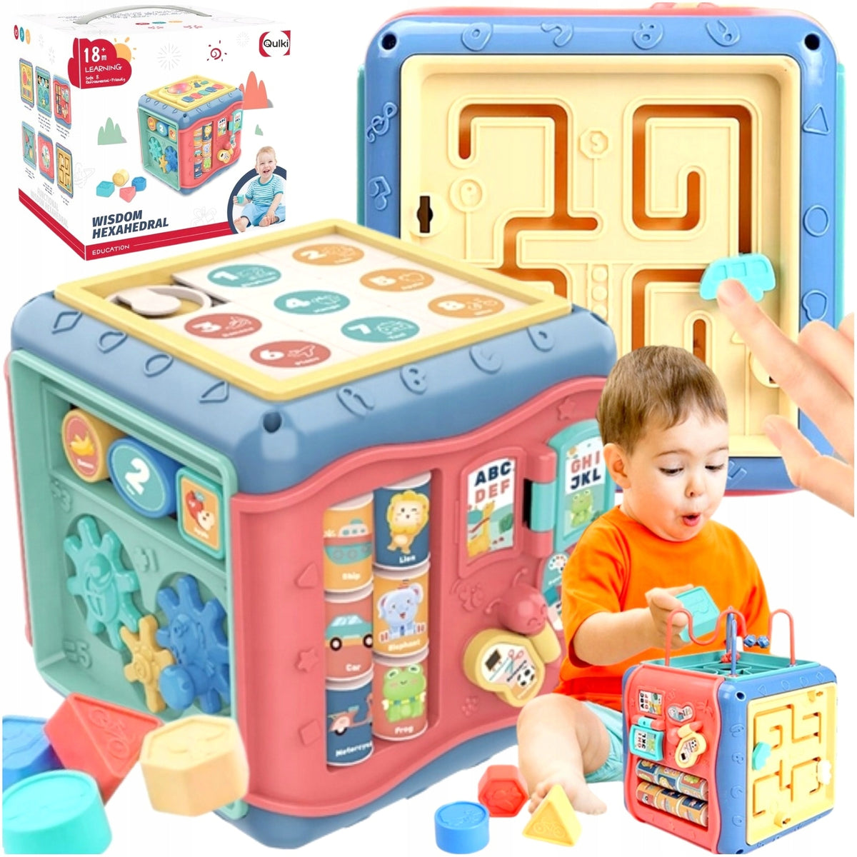 EDUCATIONAL CUBE 8in1 SENSOR SORTER CUBE FOR KIDS MONTESSORI UKŁ