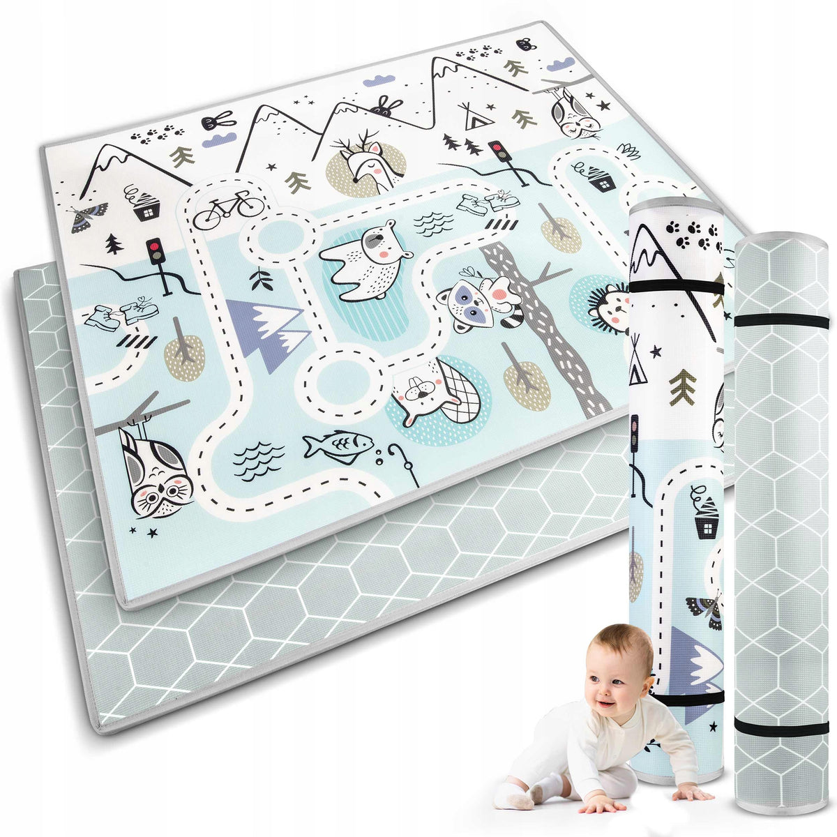 EDUCATIONAL DOUBLE-SIDED FOAM MAT FOR CHILDREN LARGE 180x150cm PANKA XPE