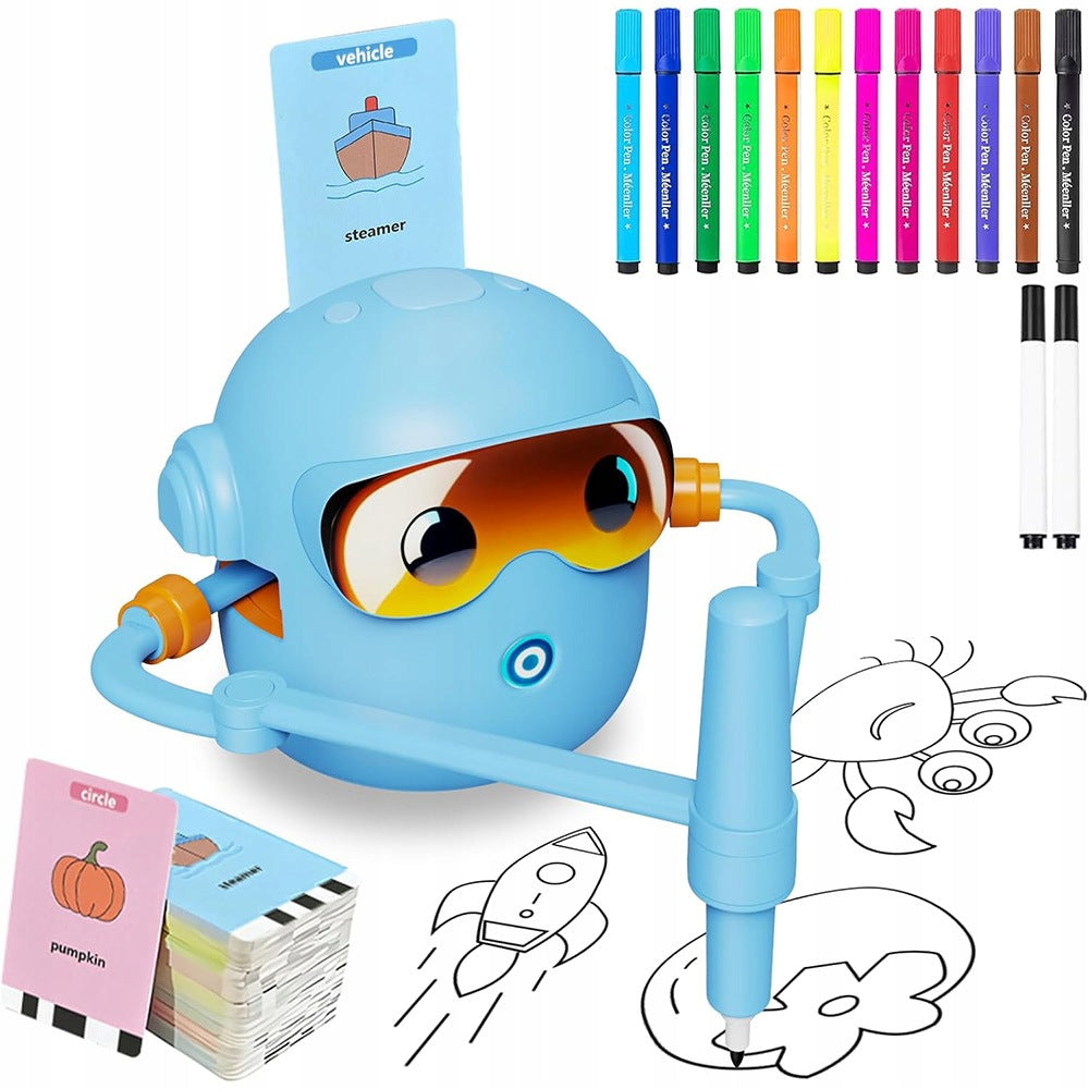 EDUCATIONAL ENGLISH DRAWING LEARNING ROBOT SET OF 100 CARDS Blue
