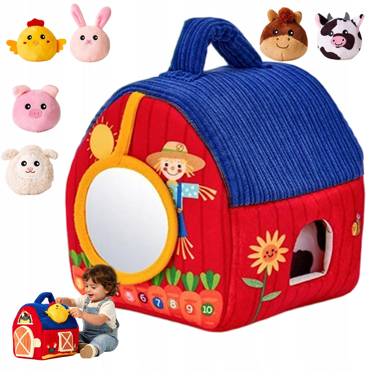 EDUCATIONAL FARM MONTESSORI 7IN1 PLUSH ANIMALS CHILDREN'S TOY
