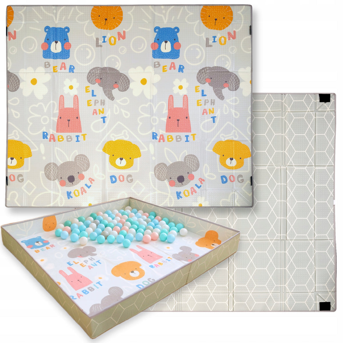EDUCATIONAL FOAM MAT 2IN1 DOUBLE SIDED FOLDING XPE PLAYPEN 200 X 180 x 1CM