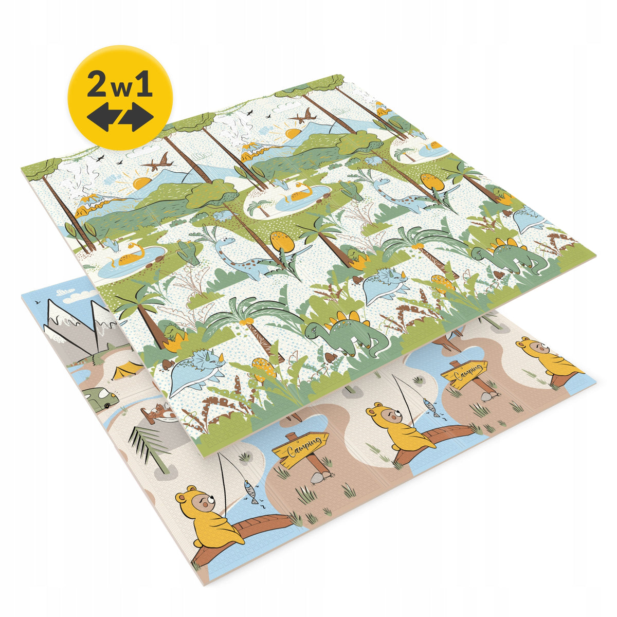 EDUCATIONAL FOAM MAT DOUBLE SIDED FOLDING CHILDREN LARGE "CAMPING" 200x180 Packaging status original