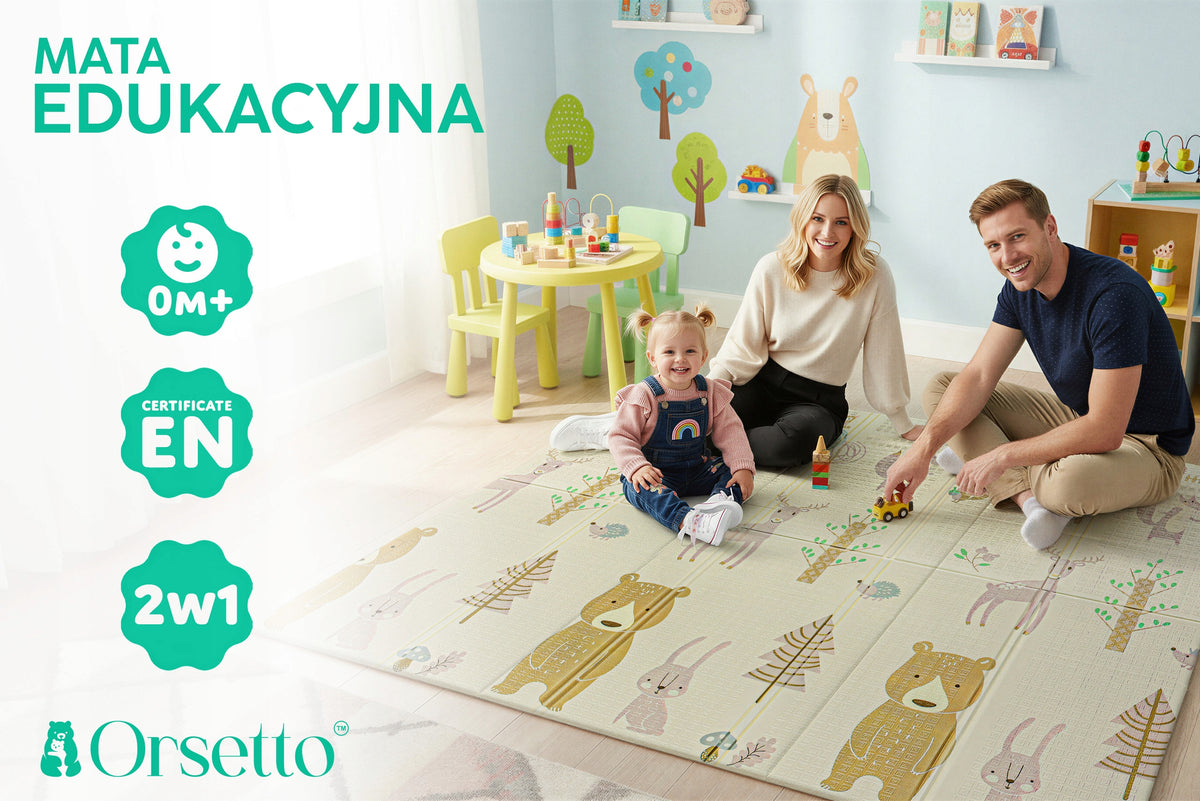 EDUCATIONAL FOAM MAT FOLDING DOUBLE-SIDED LARGE THICK 180x200x1CM 0+ Kid's age 0＋