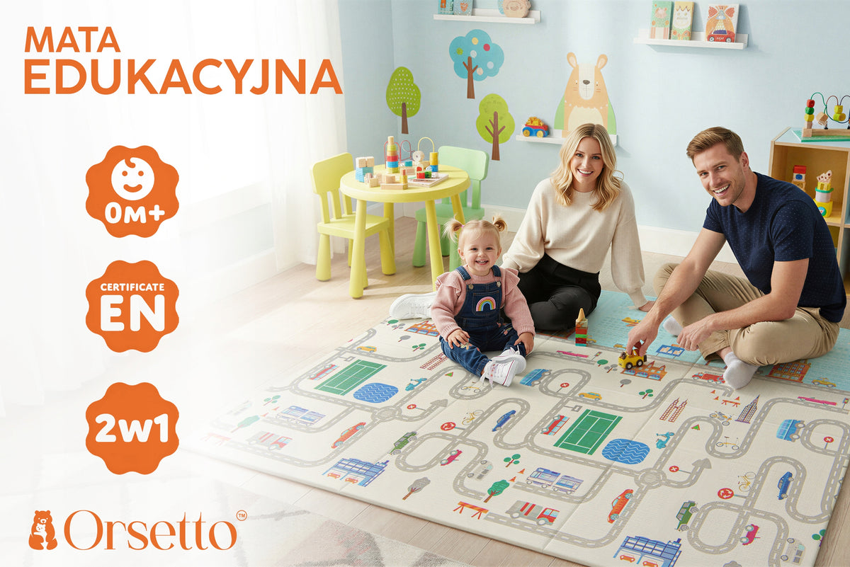 EDUCATIONAL FOAM MAT FOLDING DOUBLE-SIDED LARGE THICK 180x200x1cm 0+ Kid's age 0＋
