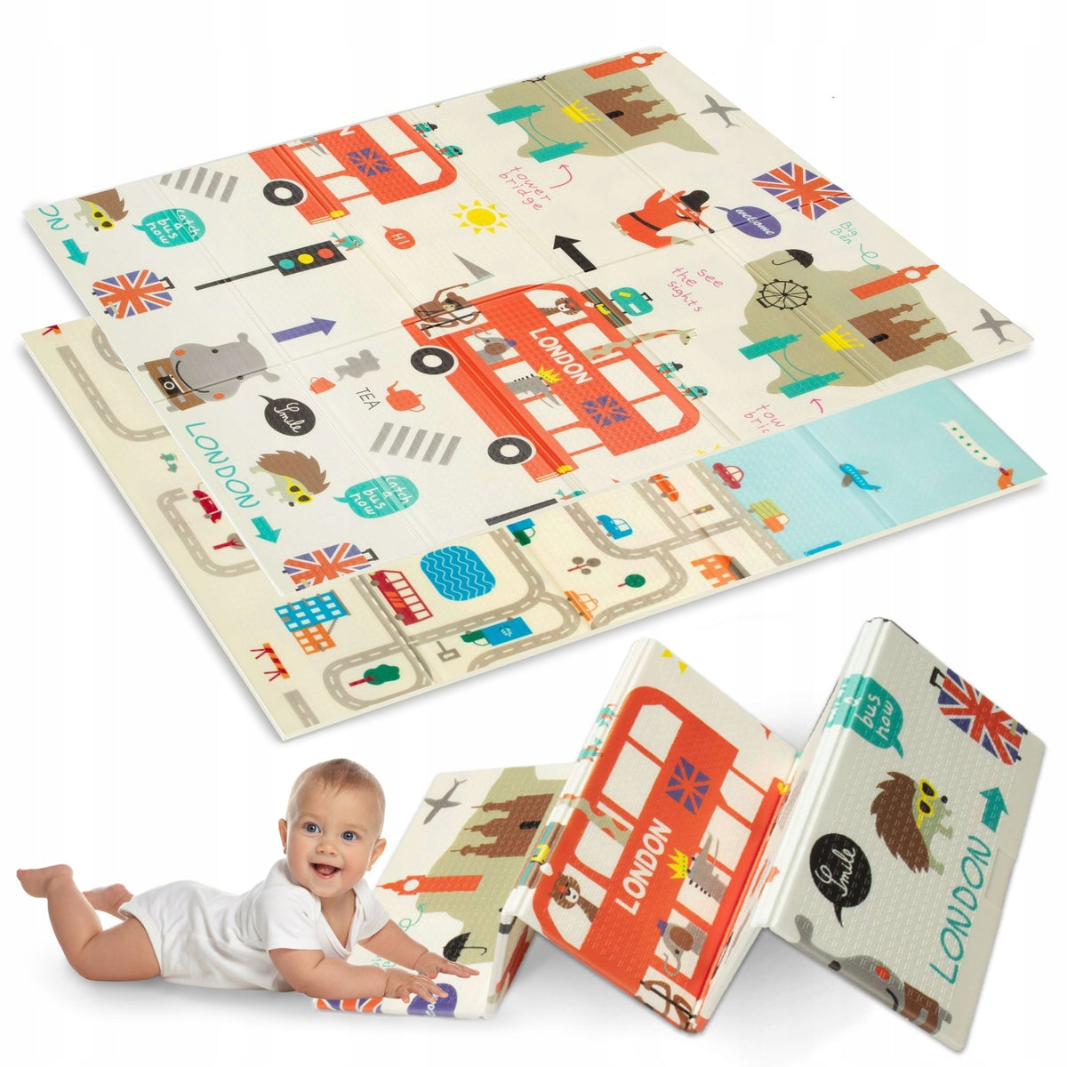 EDUCATIONAL FOAM MAT FOR CHILDREN CITY STREETS ROADS FOLDABLE XPE CARPET