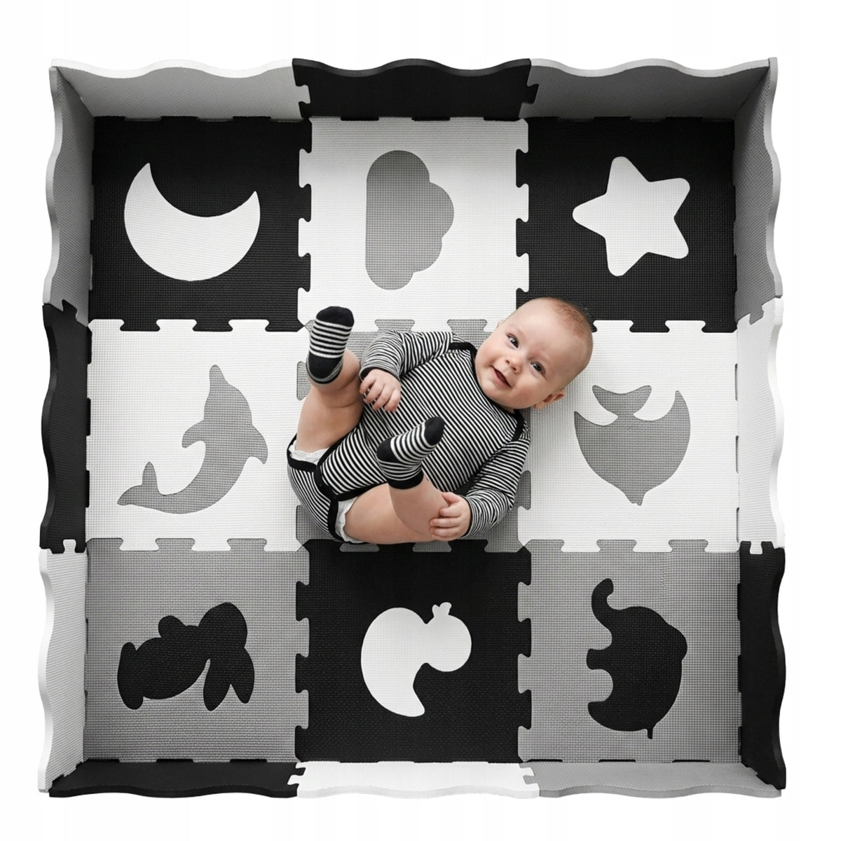 EDUCATIONAL FOAM MAT Happy Kiddo Puzzle Floor Playpen 34 el 126 cm