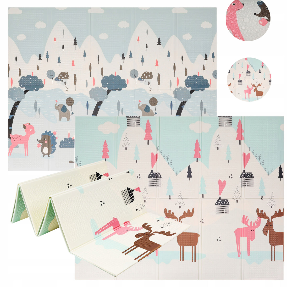 EDUCATIONAL FOAM MAT LARGE DOUBLE-SIDED FOLDING CHILDREN 180X200 WINTER COIL