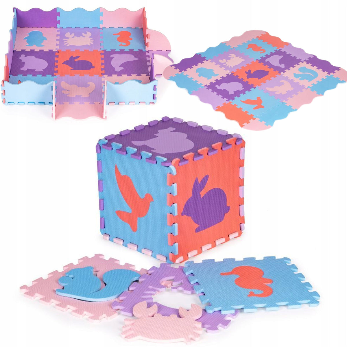EDUCATIONAL FOAM MAT LARGE FOLDING PUZZLE FOR CHILDREN BABIES PURPLES