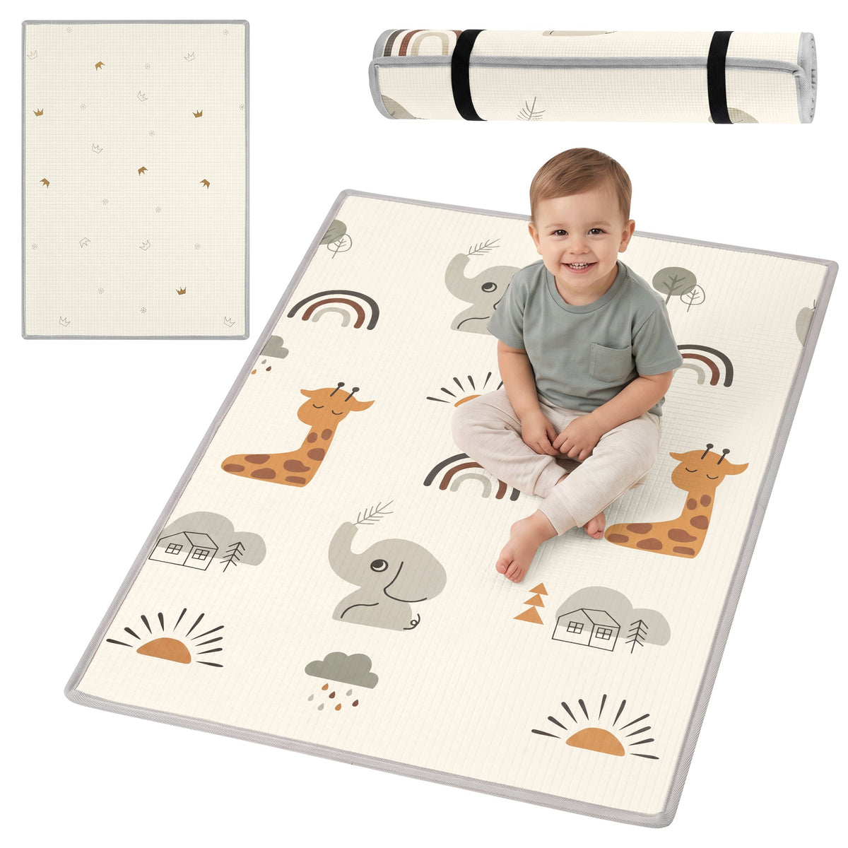 EDUCATIONAL FOAM MAT ROLLED DOUBLE-SIDED FOR CHILDREN THICK 170x120x1CM
