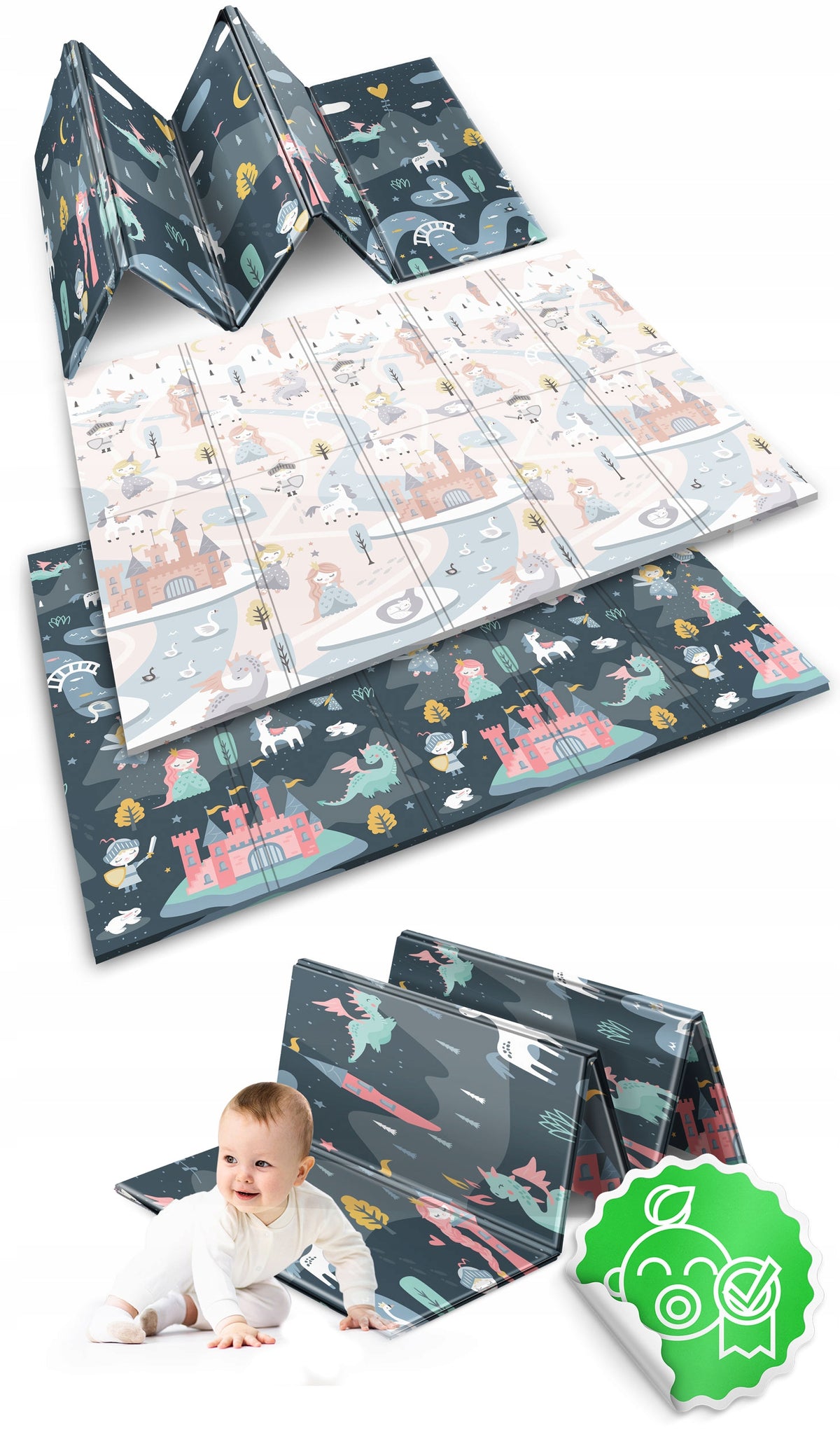 EDUCATIONAL FOLDING FOAM MAT FOR CHILDREN LARGE 150x200 DOUBLE-SIDED NUKIDO Batteries included no