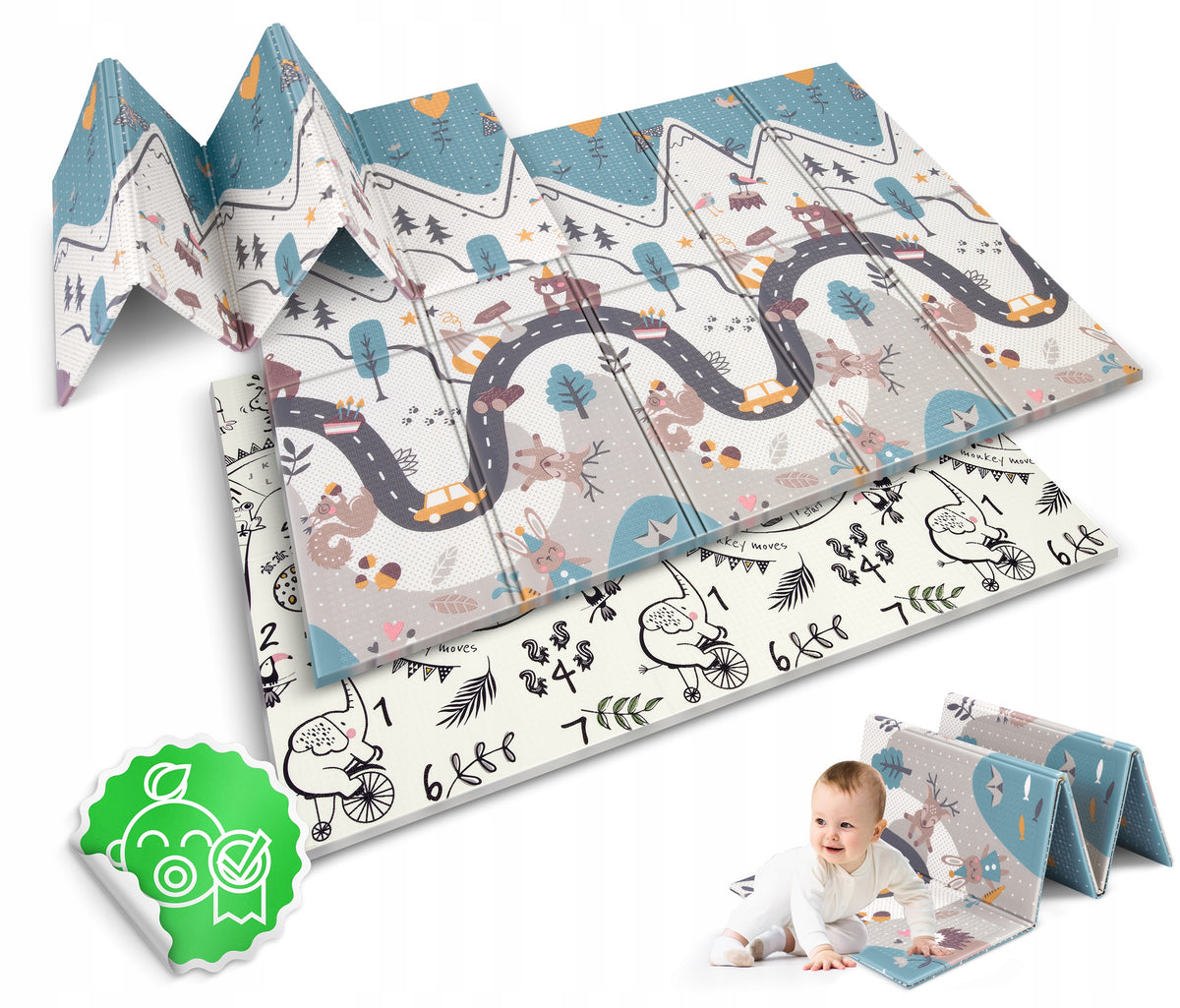 EDUCATIONAL FOLDING FOAM MAT FOR CHILDREN LARGE 150x200 XPE FOAM NUKIDO Batteries included no
