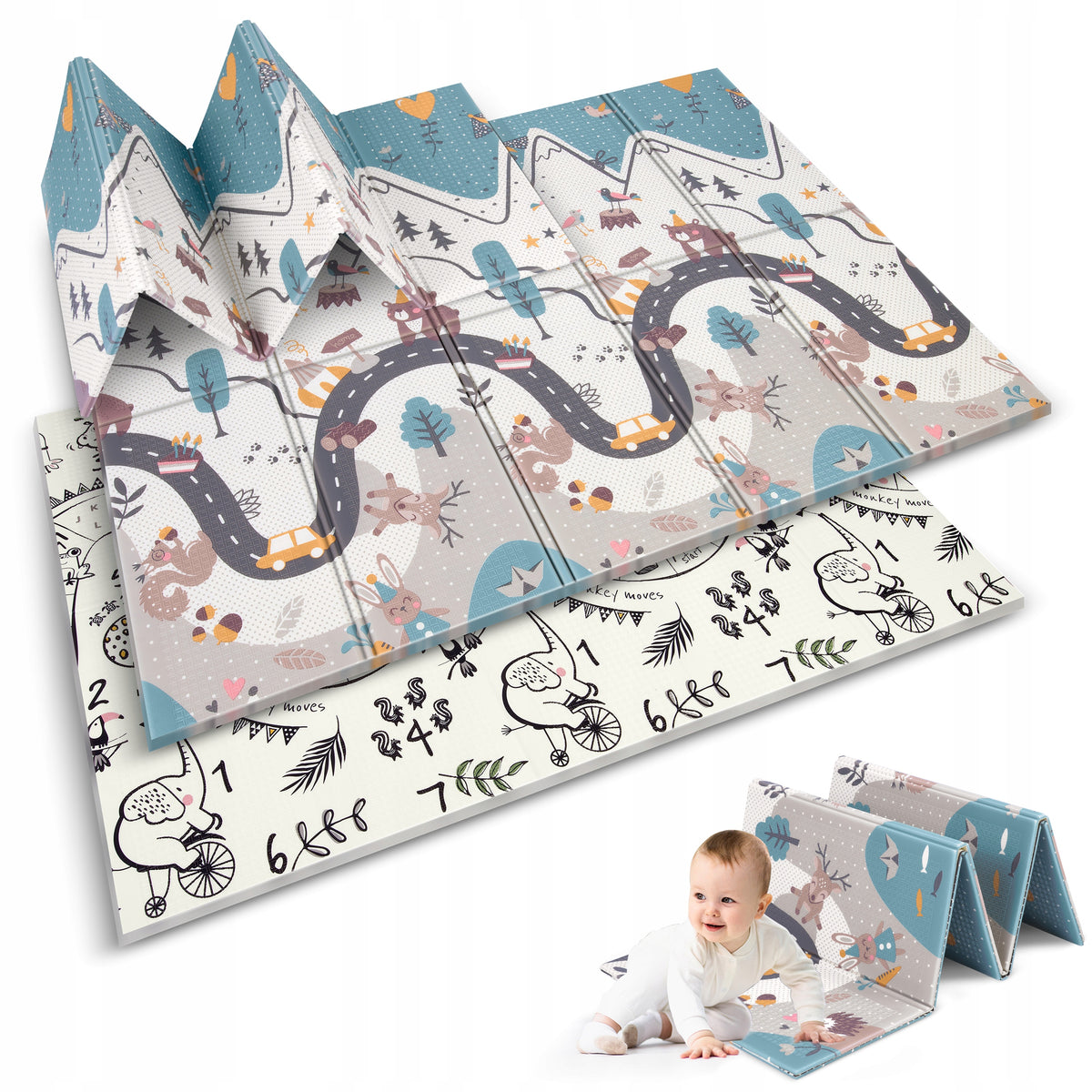 EDUCATIONAL FOLDING FOAM MAT FOR CHILDREN LARGE 150x200 XPE FOAM NUKIDO