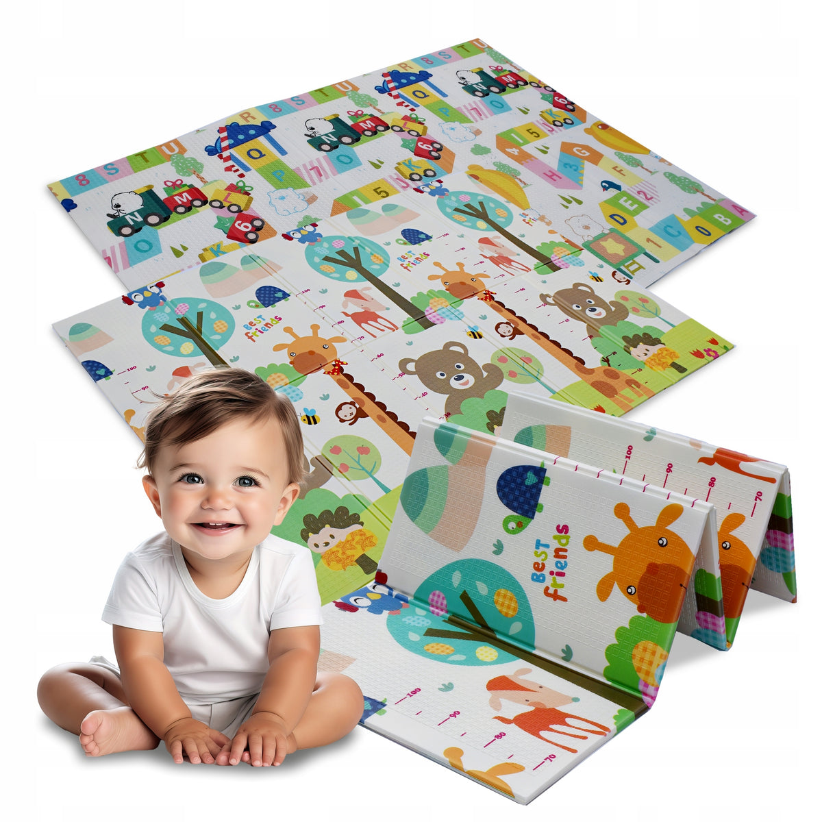 EDUCATIONAL FOLDING FOAM MAT FOR CHILDREN LARGE 180x200 DOUBLE-SIDED THICK