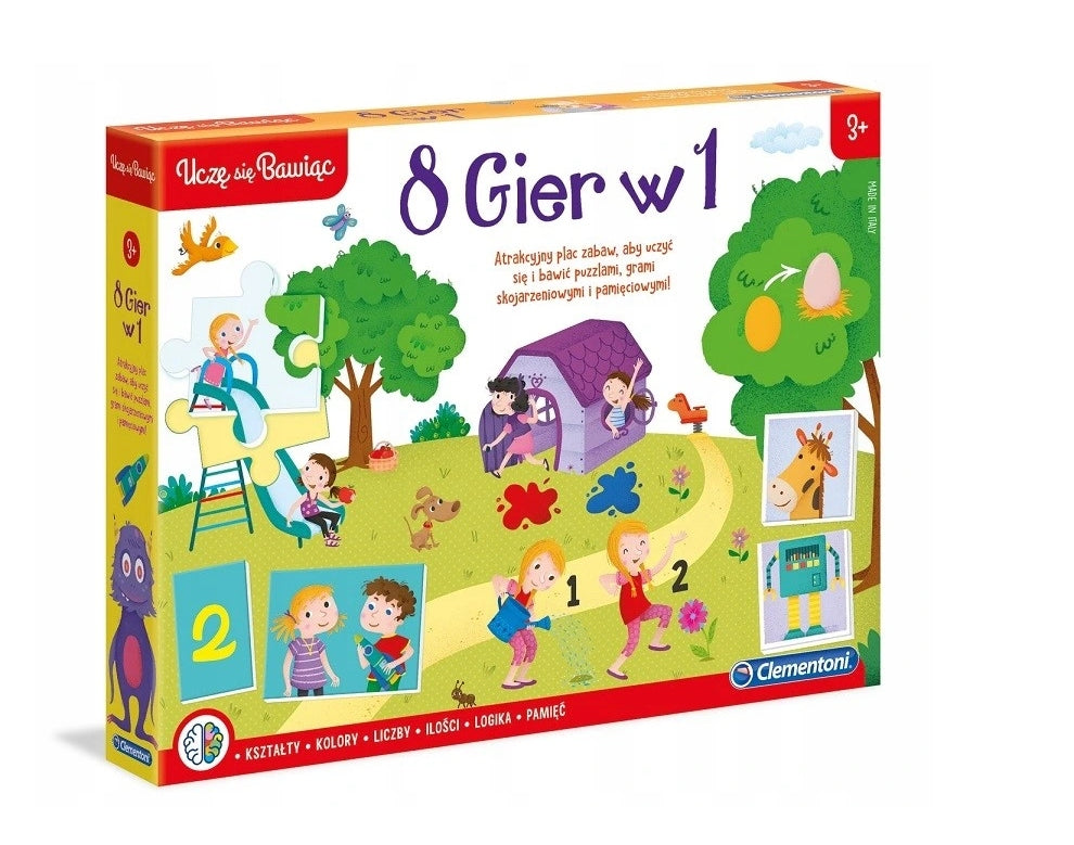 EDUCATIONAL GAME 8-IN-1 GAME SET CLEMENTONI TEACHES AND ENTERTAINS