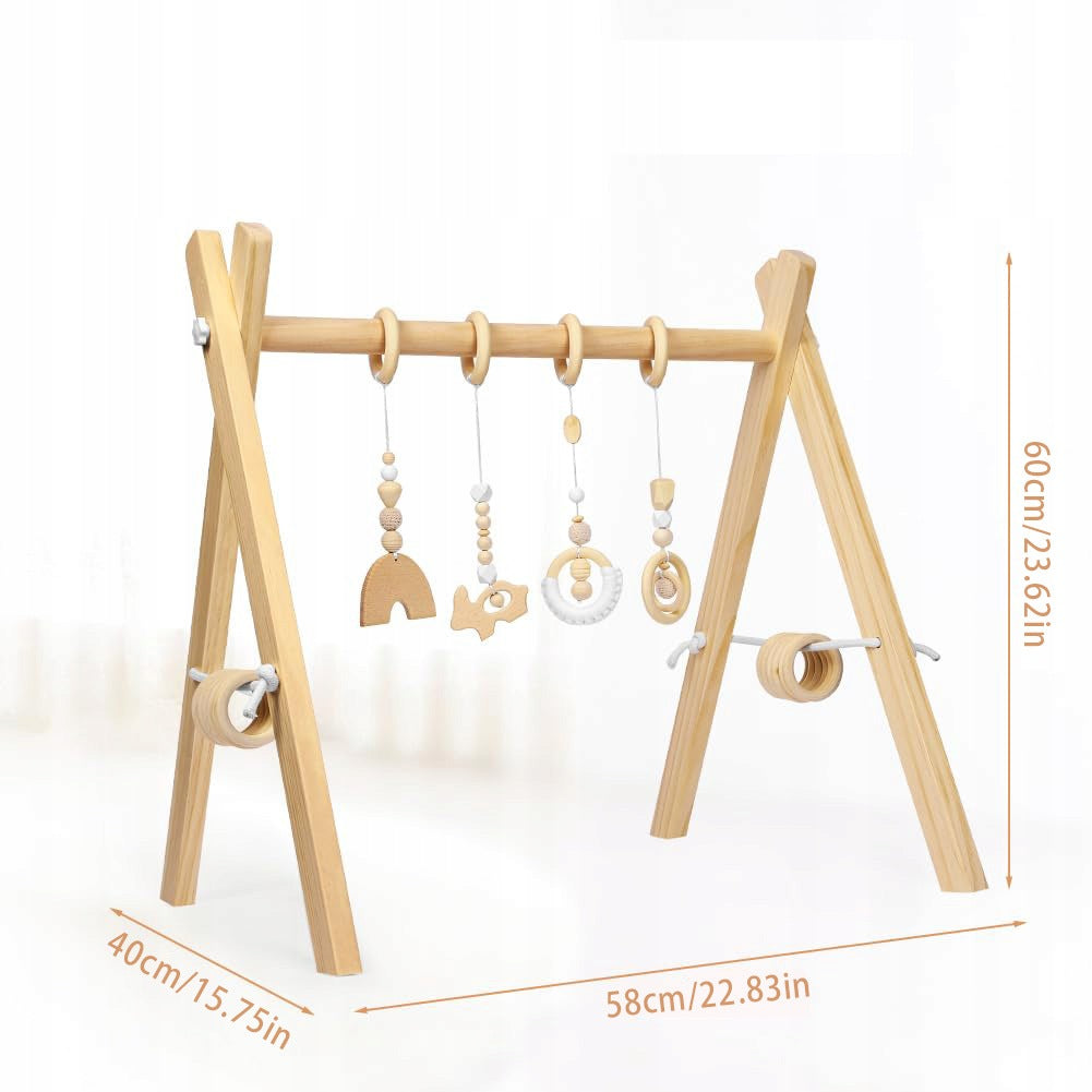 EDUCATIONAL GYM WOODEN FOLDING STAND WITH PENDANTS FOR BABY Brand no brand