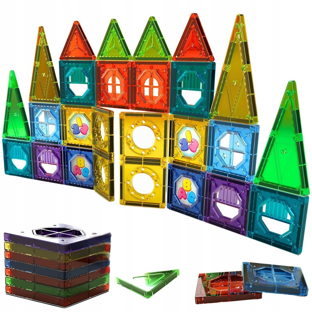 EDUCATIONAL MAGNETIC BLOCKS FOR CHILDREN CONSTRUCTION LARGE TILES 3D 56EL