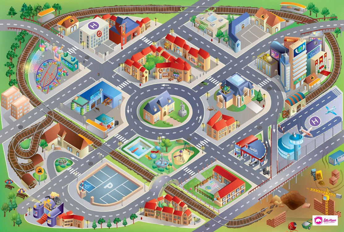 EDUCATIONAL MAT CHILDREN'S RUG FOR CHILDREN ROLLED 75X112 CITY STREETS Color multicolor