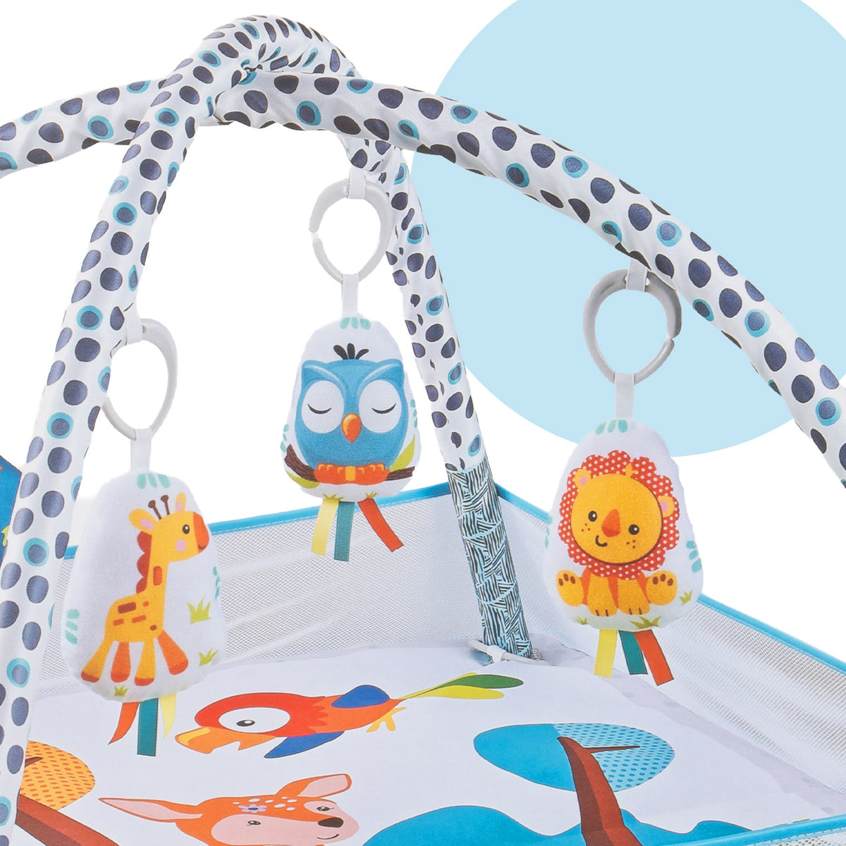 EDUCATIONAL MAT FOR BABIES 0M+ WITH HEADBANDS AND PENDANTS 76X76 CM Manufacturer code 114198