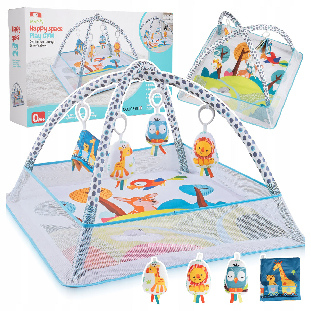 EDUCATIONAL MAT FOR BABIES 0M+ WITH HEADBANDS AND PENDANTS 76X76 CM