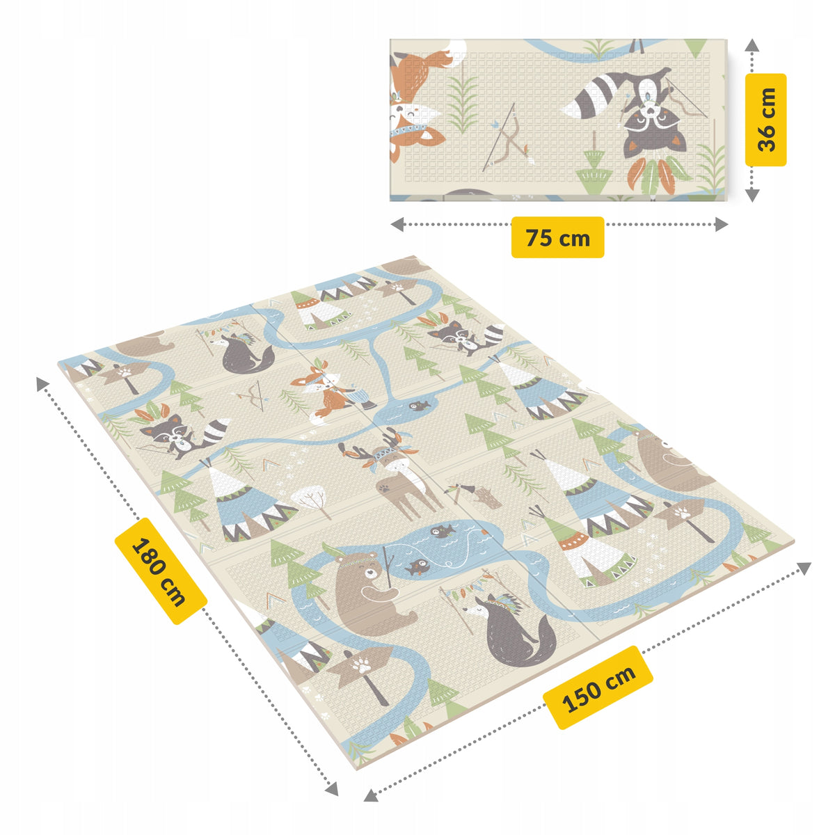 EDUCATIONAL MAT FOR BABIES DOUBLE-SIDED FOAM FOR CHILDREN XPE 180x150 cm Manufacturer code Mata Indianie i Boho-dream 180 x 150 cm