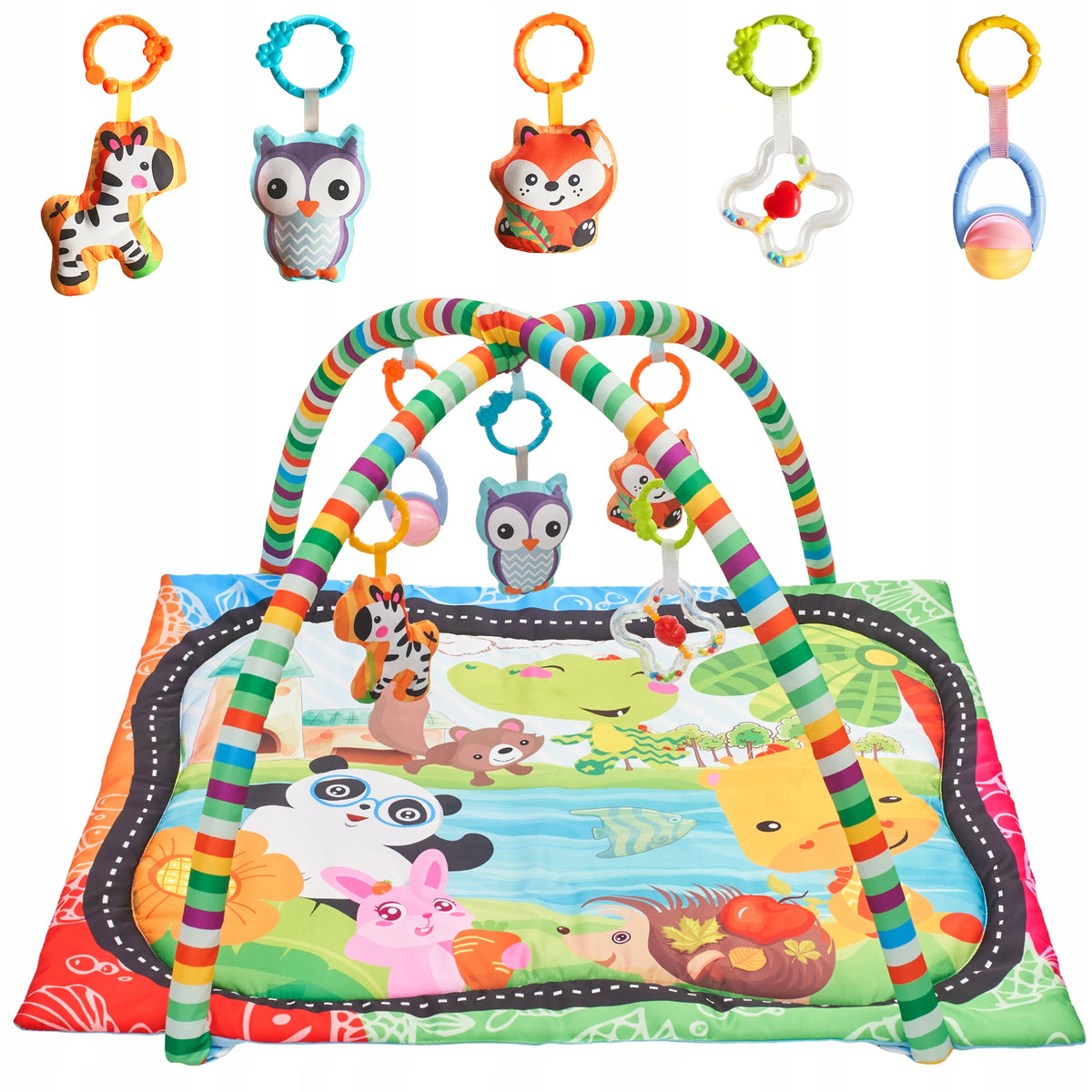 EDUCATIONAL MAT FOR BABIES WITH HEADBAND 5 INTERACTIVE TOYS