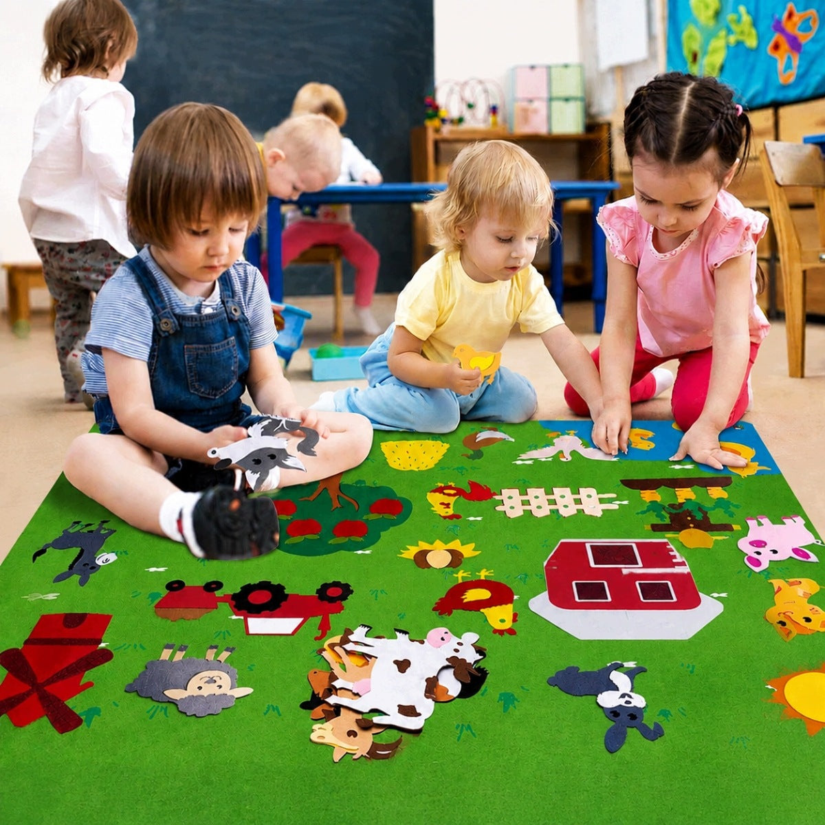 EDUCATIONAL MAT FOR CHILDREN FELT BOARD WITH VELCRO MONTESORRI VILLAGE FARM Brand no brand