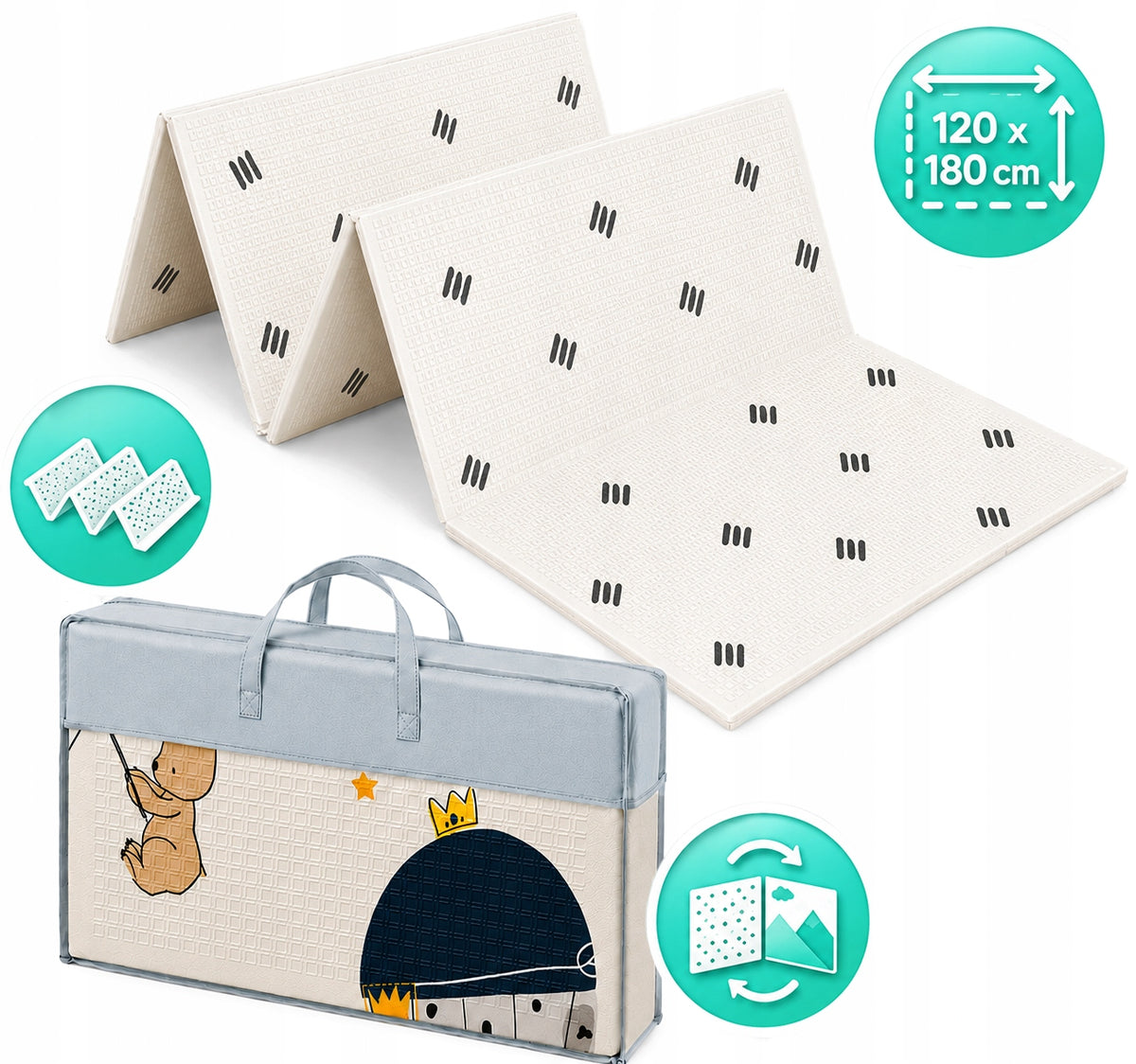 EDUCATIONAL MAT Foam Mat Folding For Children DOUBLE-SIDED LARGE 120x180cm Packaging status original