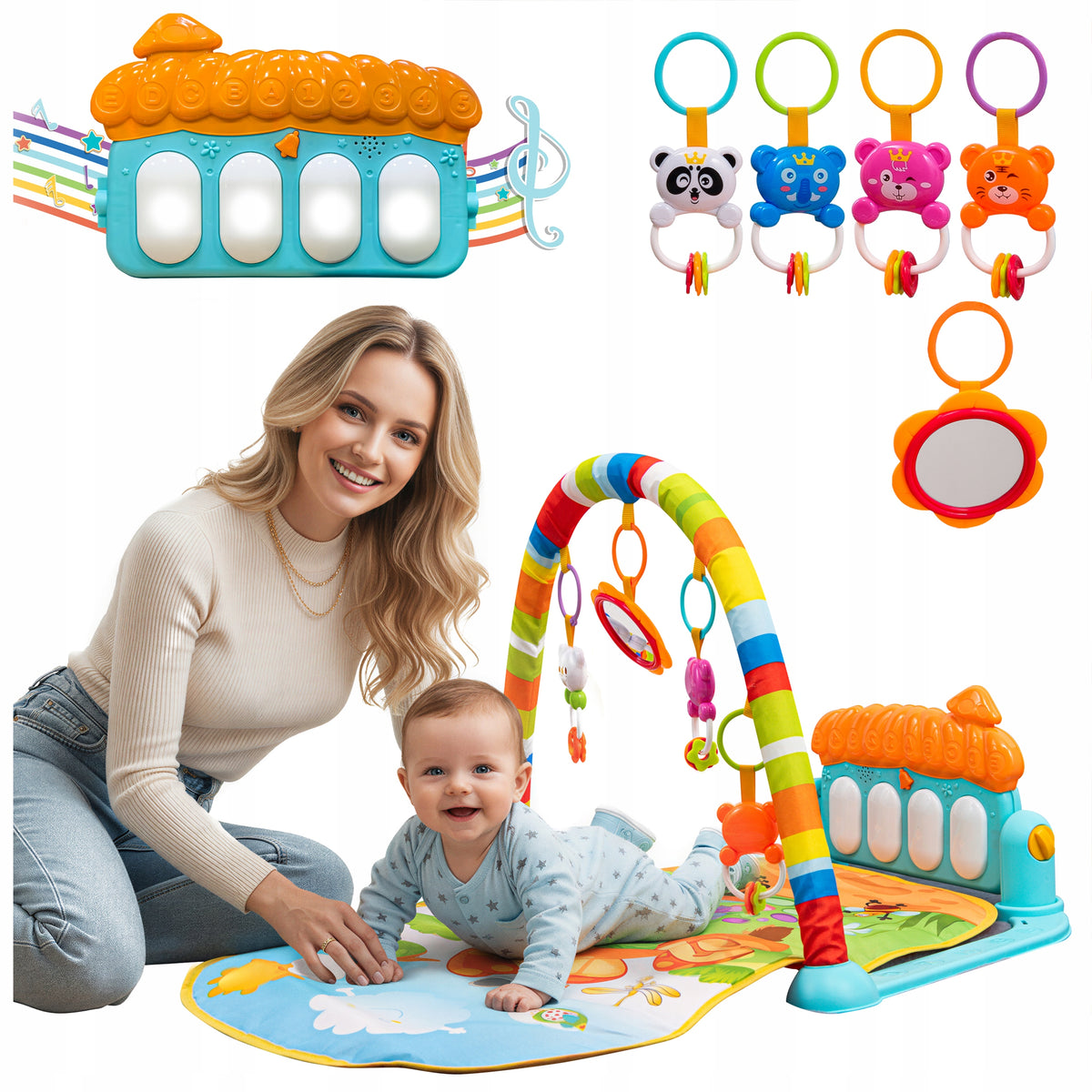 EDUCATIONAL MAT INTERACTIVE 3in1 ORANGE HOUSE PIANO TOYS