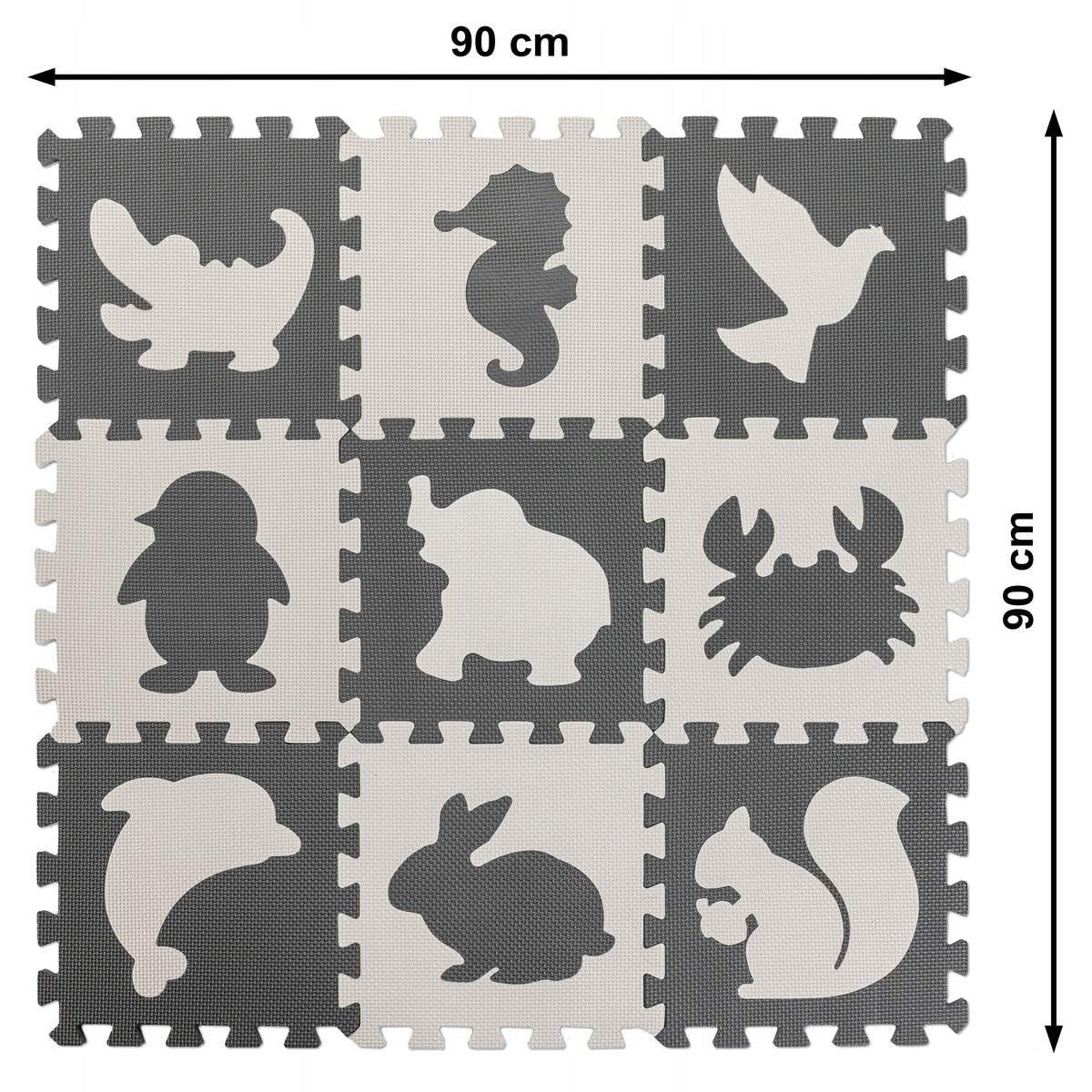 EDUCATIONAL MAT PUZZLE FOAM MAT FOR CHILDREN FOLDING 9 EL. ANIMALS Manufacturer code KX5207