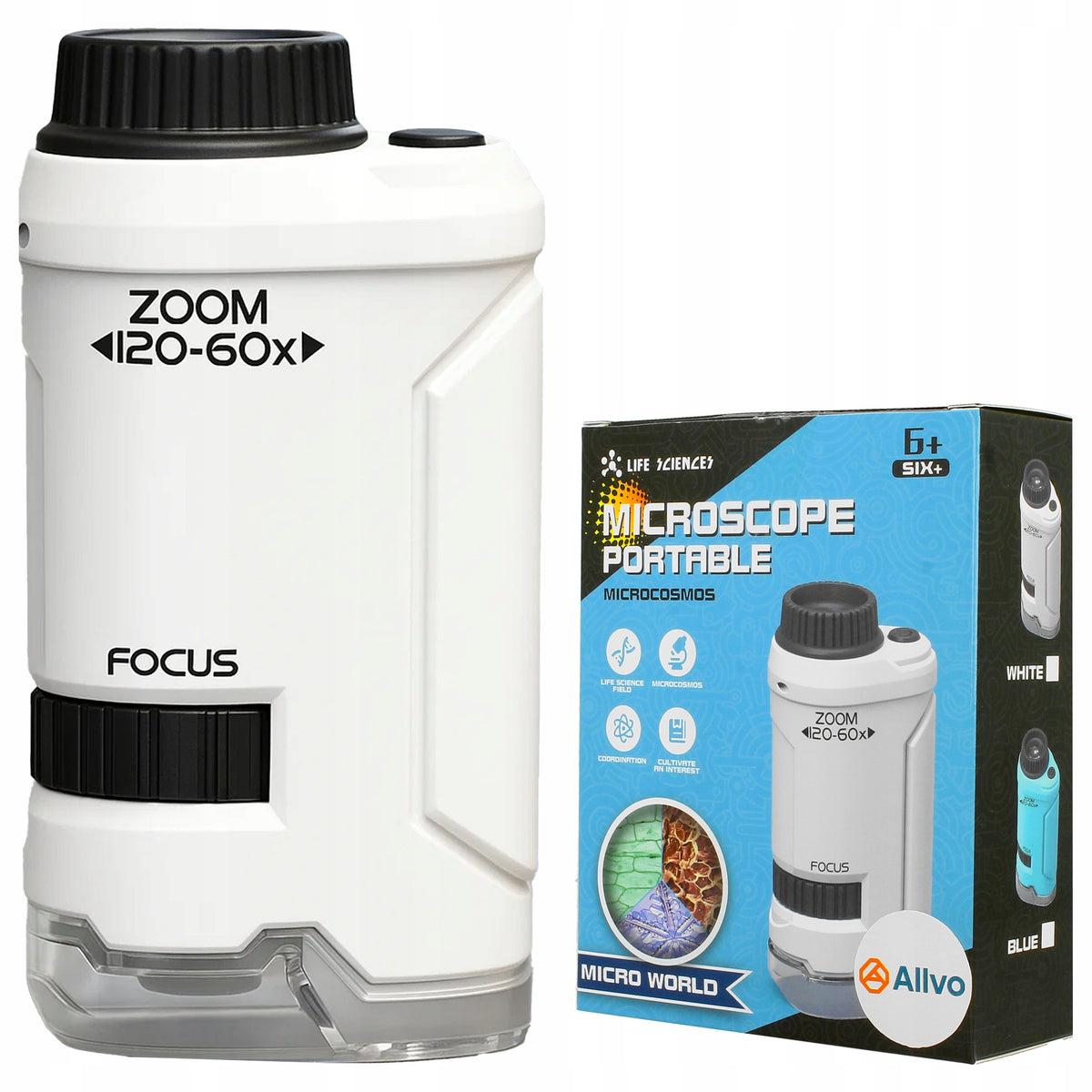 EDUCATIONAL MICROSCOPE FOR CHILDREN OPTICAL HANDHELD ZOOM 120-60x LED FOR GIFT
