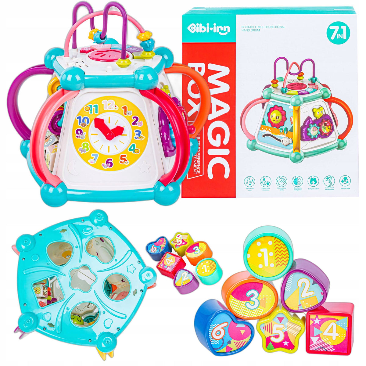 EDUCATIONAL MULTI-CUBE Toddler Toy Sensory Cube Sounds 7in1