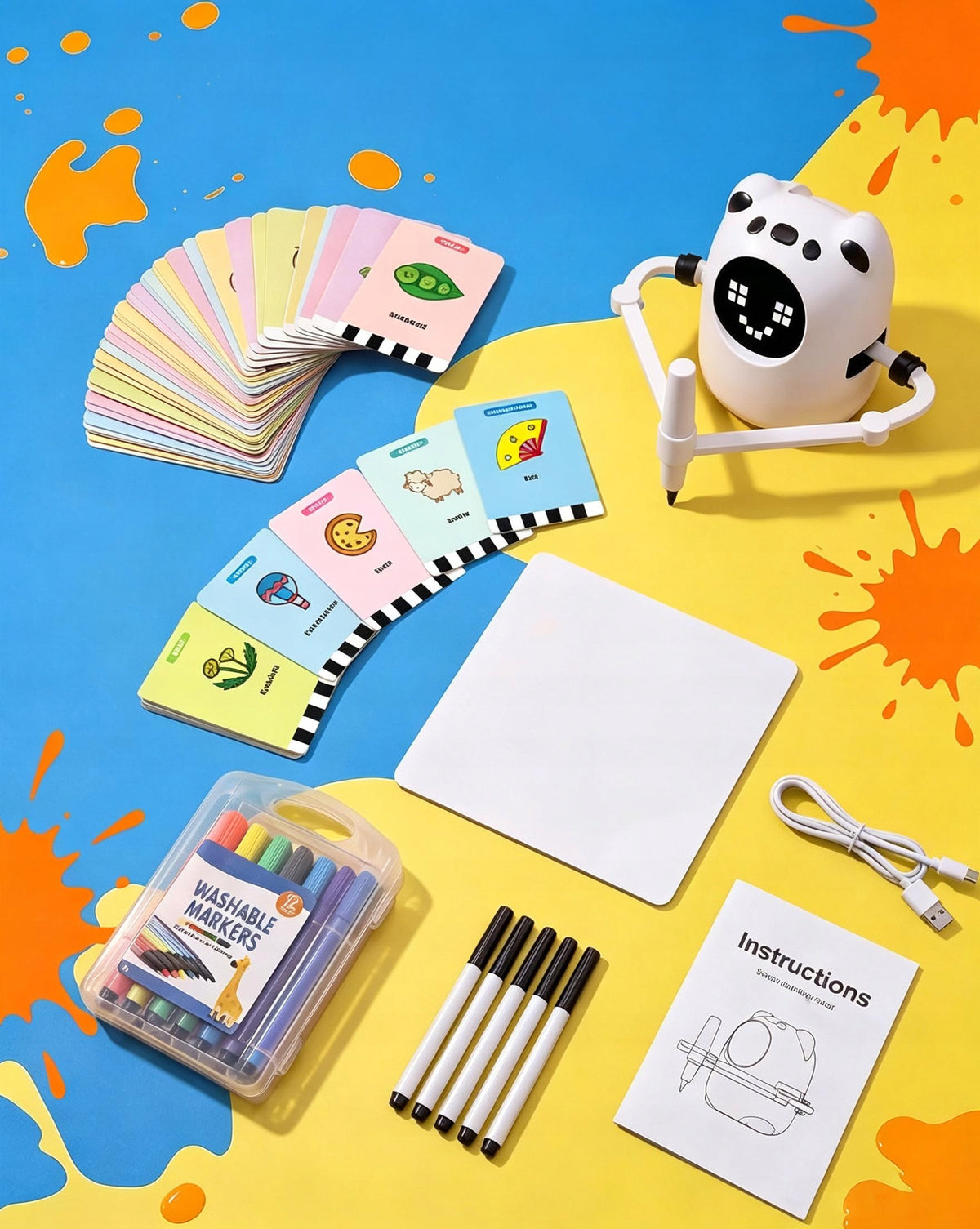 EDUCATIONAL ROBOT FOR LEARNING DRAWING AND ENGLISH SET OF 150 FLASHCARDS Manufacturer code 17064779